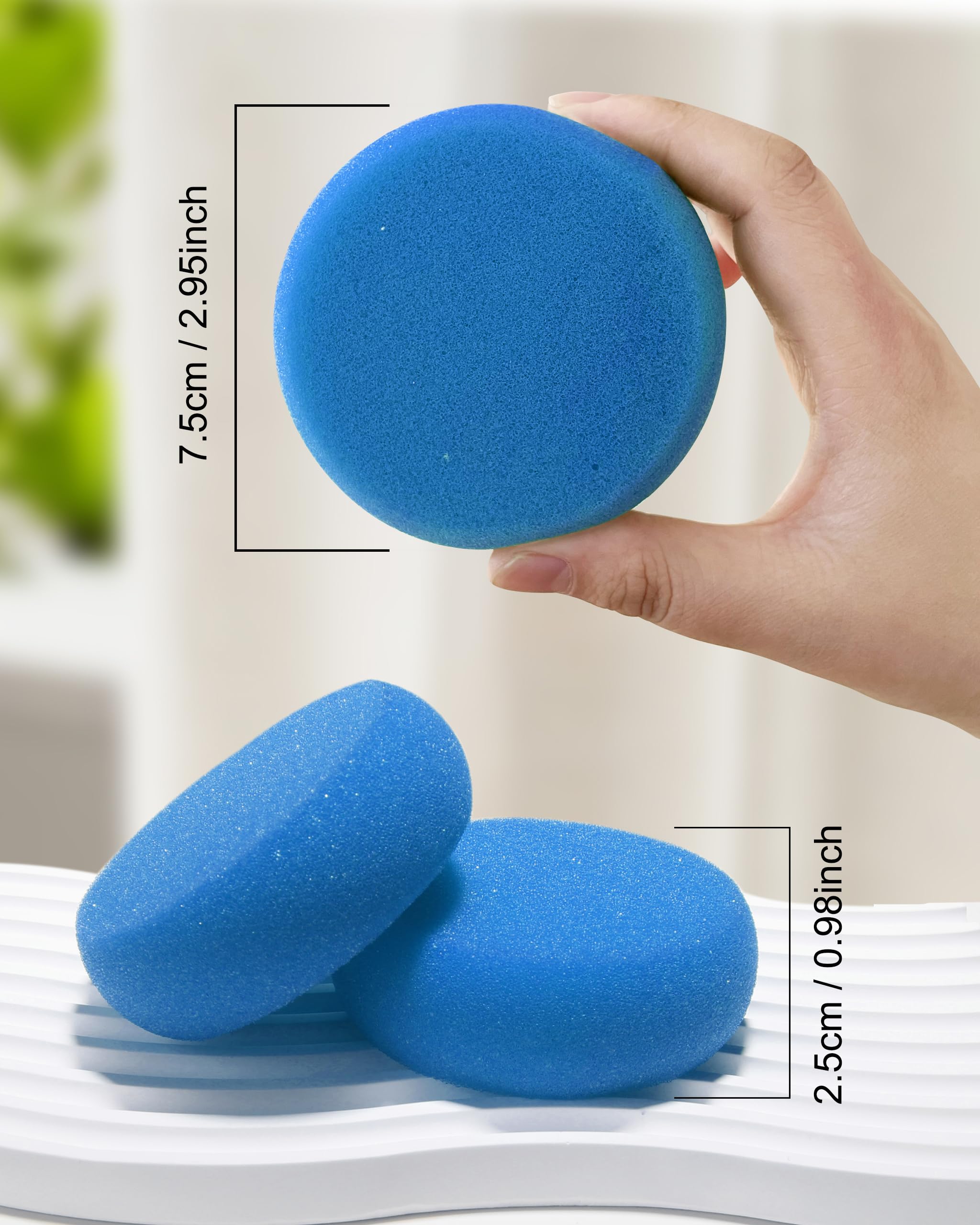 12-Pack Round Synthetic Artist Sponges (2.96 Inch) - Perfect for Watercolor Painting, Acrylic Art & DIY Crafts - Blue Sponge Set for Professional & Hobby Artists