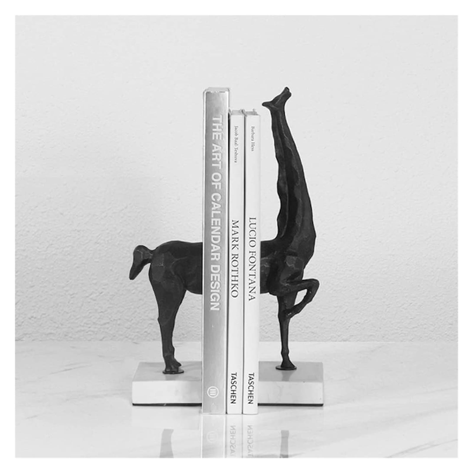 Elegant Marble & Cast Iron Horse Bookends - Heavy Duty Book Holder for Shelves, Office, and Home Decor - Perfect for Organizing Books, Displaying Collectibles, and Adding Sophistication to Any Space