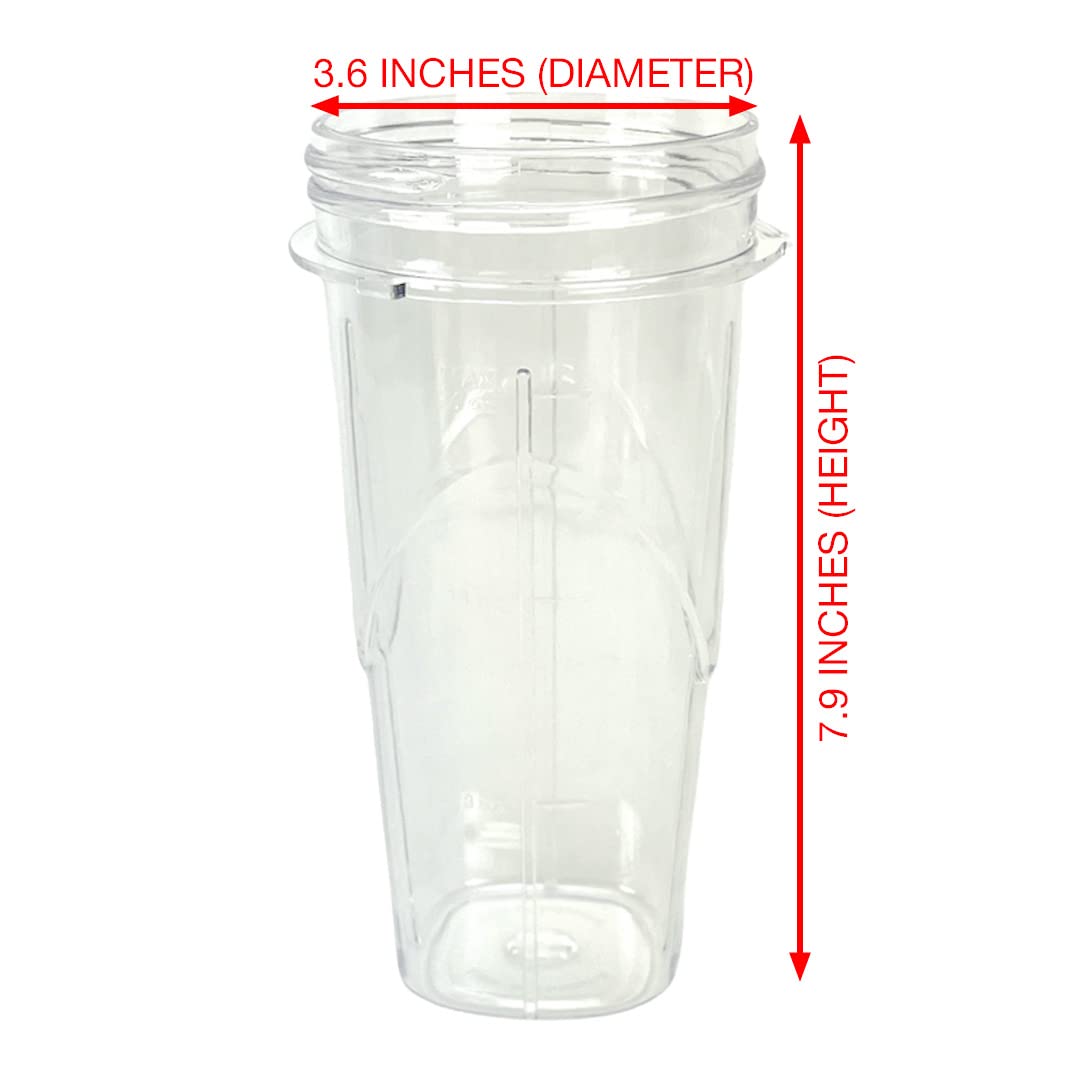 24 oz Blender Cup with Lid - Stainless Steel Blade, Jar Bottom Cap & 2 Gaskets - Replacement Parts Compatible with Oster Pro 1200 Blender - Perfect for Smoothies, Shakes & Food Prep