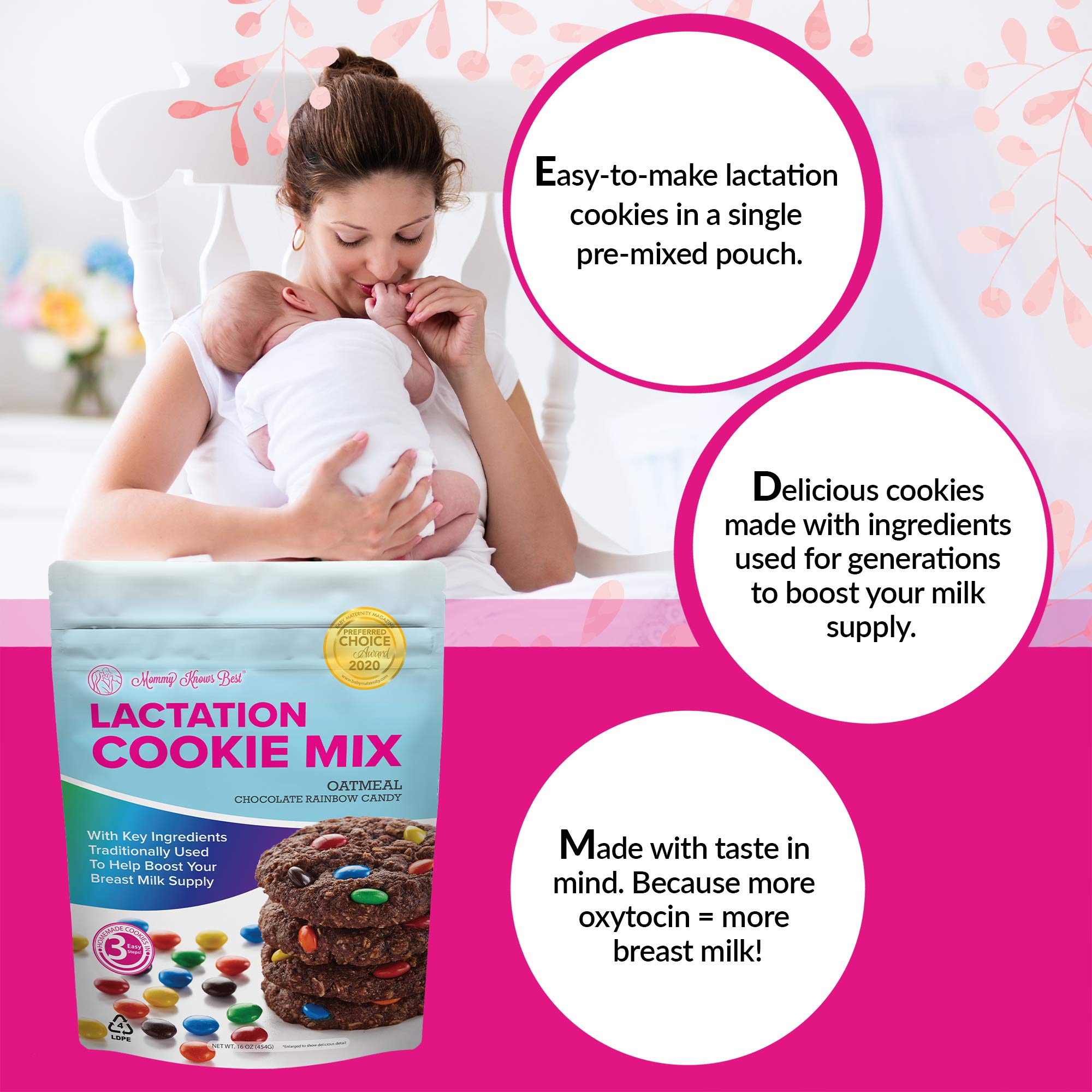 Organic Lactation Cookies Mix - Oatmeal Breastfeeding Cookie Supplement for Increasing Milk Supply | Cinnamon Raisin, Rainbow Candy & White Chocolate Chip Flavors | 3lb Variety Pack | Perfect for Nursing Moms, Postpartum Care & Lactation Support