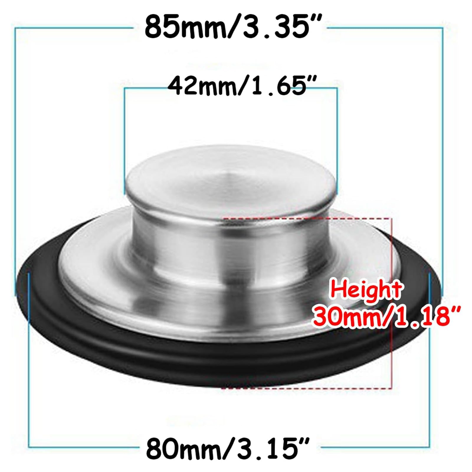 2 Pack Stainless Steel Kitchen Sink Stopper for Garbage Disposal - Fits Standard 3.5