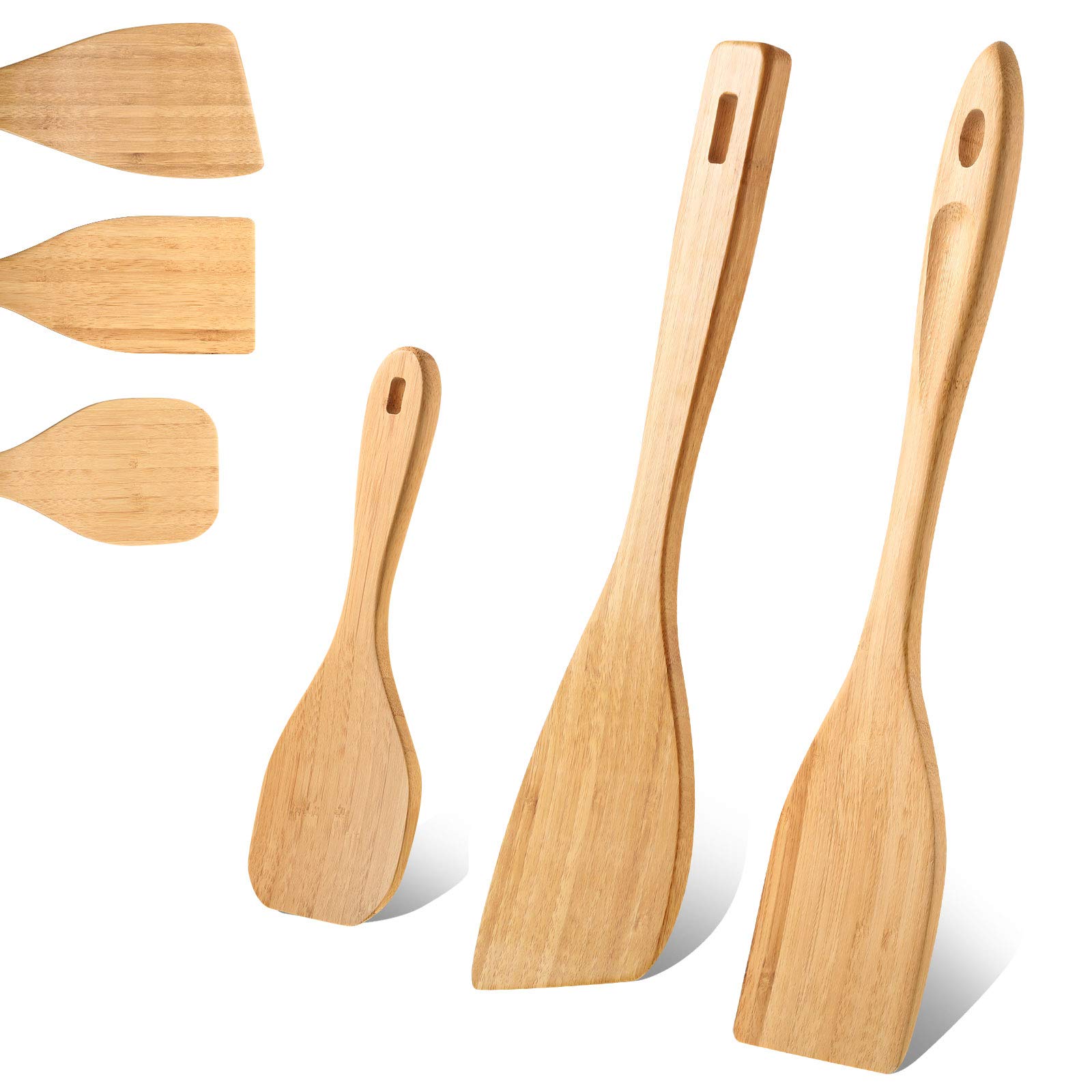 Patelai 3-Piece Bamboo Cooking Utensil Set - Heat-Resistant Spatula, Turner & Spoon for Nonstick Cookware | Eco-Friendly Kitchen Tools for Stir-Frying, Flipping & Serving | Perfect for Woks, Pans & Everyday Cooking