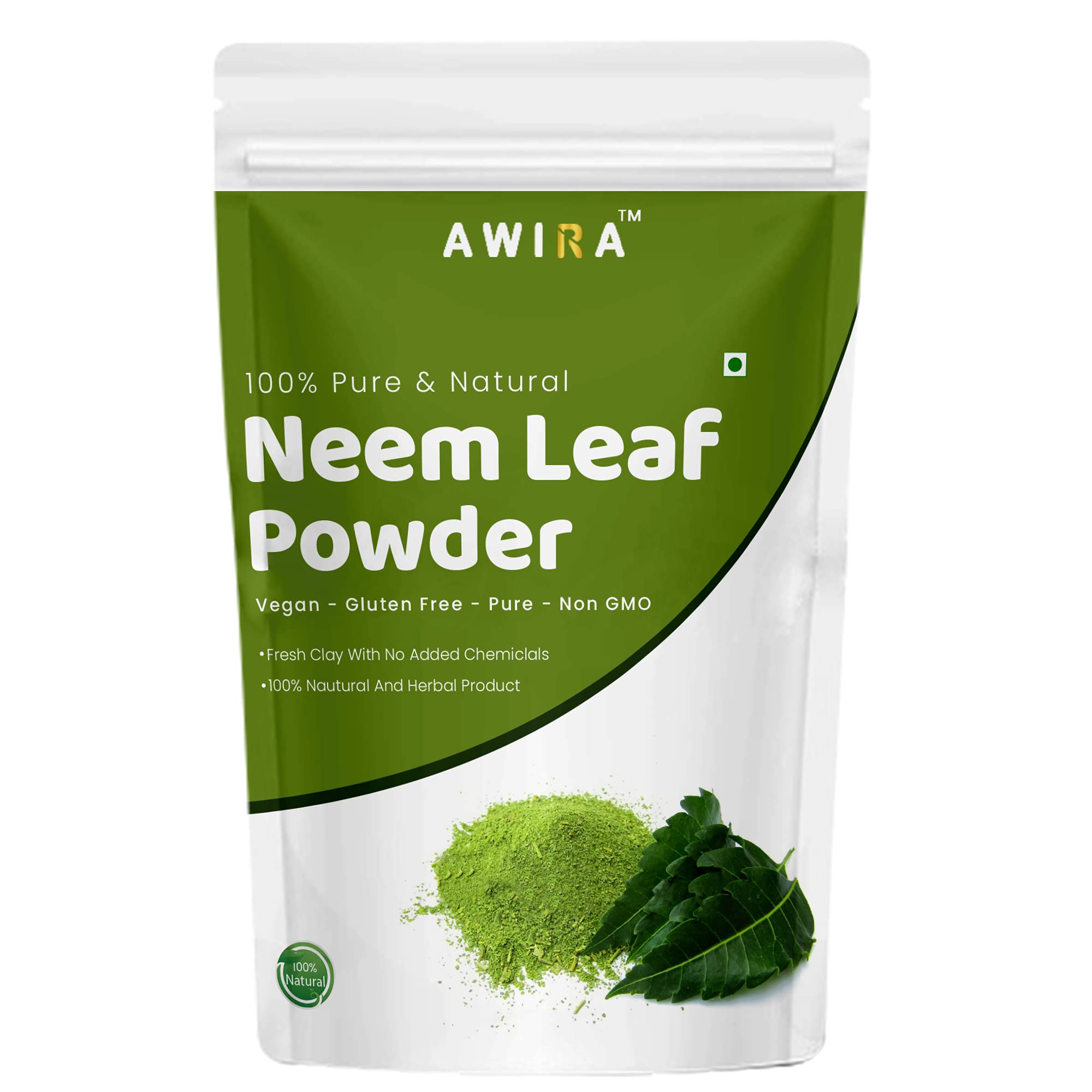 Awira 100% Pure Neem Leaf Powder for Skin & Hair Care - 250g Natural Ayurvedic Treatment for Acne, Dandruff & Scalp Health | DIY Face Masks, Hair Packs & Organic Beauty Recipes