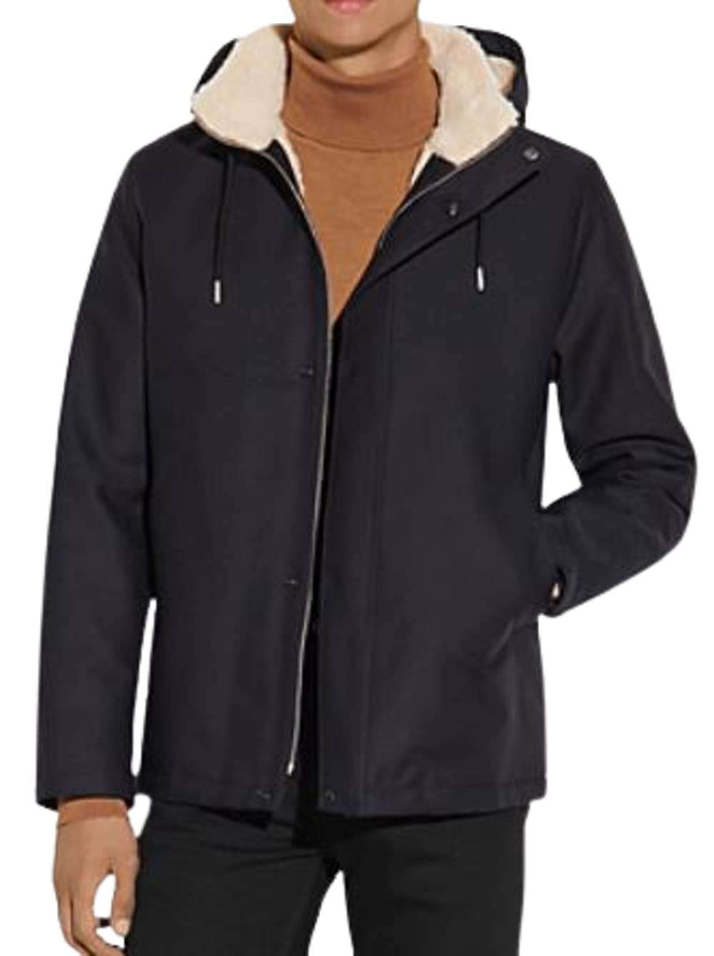 Sandro Women's BLACK Deck Jacket - Cotton Faux Fur Lined Winter Coat, Medium Size | Warm Fashion Outerwear for Fall & Winter | Perfect for Casual Outings, Work & Travel