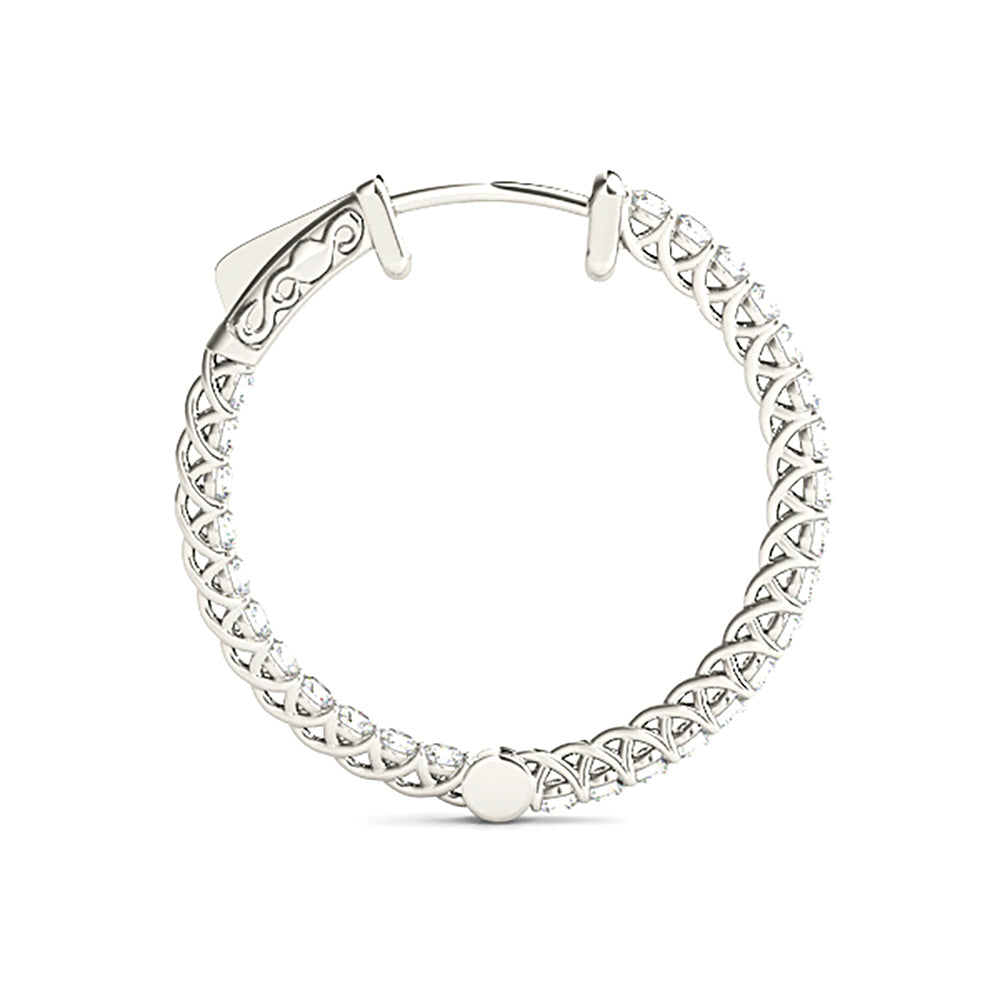 2.00 Carat Diamond Hoop Earrings Inside-Out Style - Elegant Dangle Earrings for Women, Perfect for Weddings, Parties & Everyday Wear