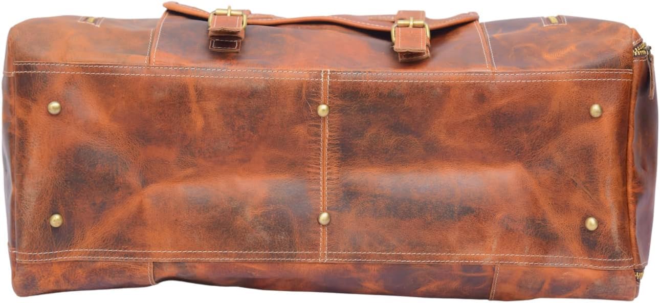 Premium Full Grain Leather Duffel Bag for Men & Women - 30 Inch Large Travel, Gym & Overnight Weekender Bag (Dark Brown) | Durable Carry-On for Business Trips, Sports & Weekend Getaways