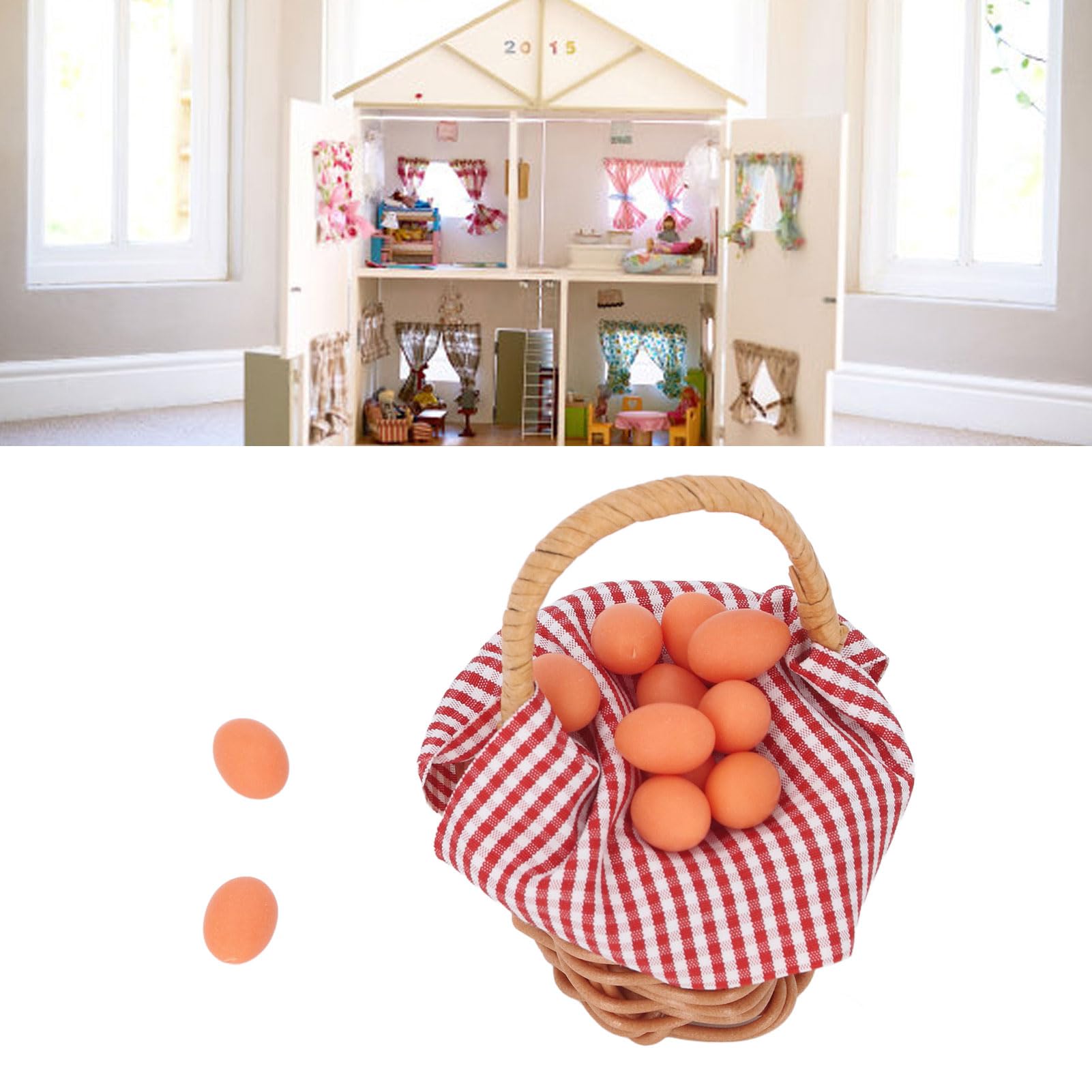 1:12 Scale Miniature Dollhouse Easter Basket with Chocolate Bunny - Perfect for Home Office Decor, DIY Dollhouse Accessories, and Easter Themed Displays