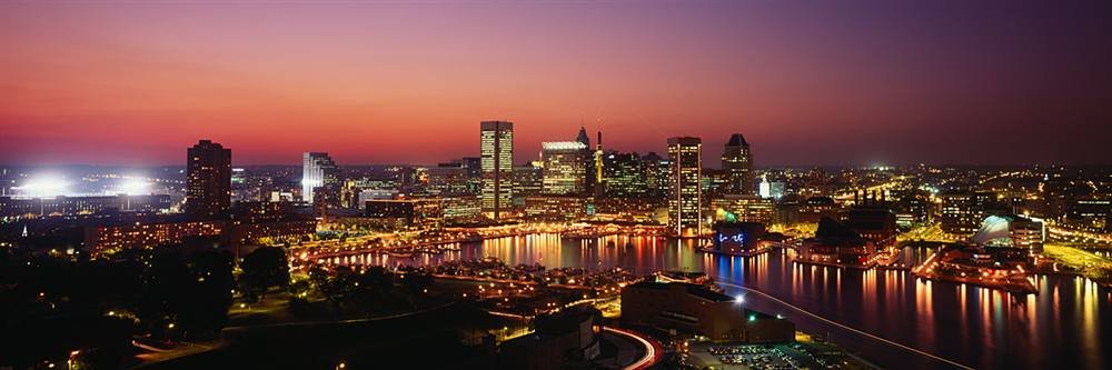 Baltimore Skyline Peel & Stick Wall Mural - 48x16 Inch Removable Cityscape Wallpaper for Bedroom, Living Room & Office Decor