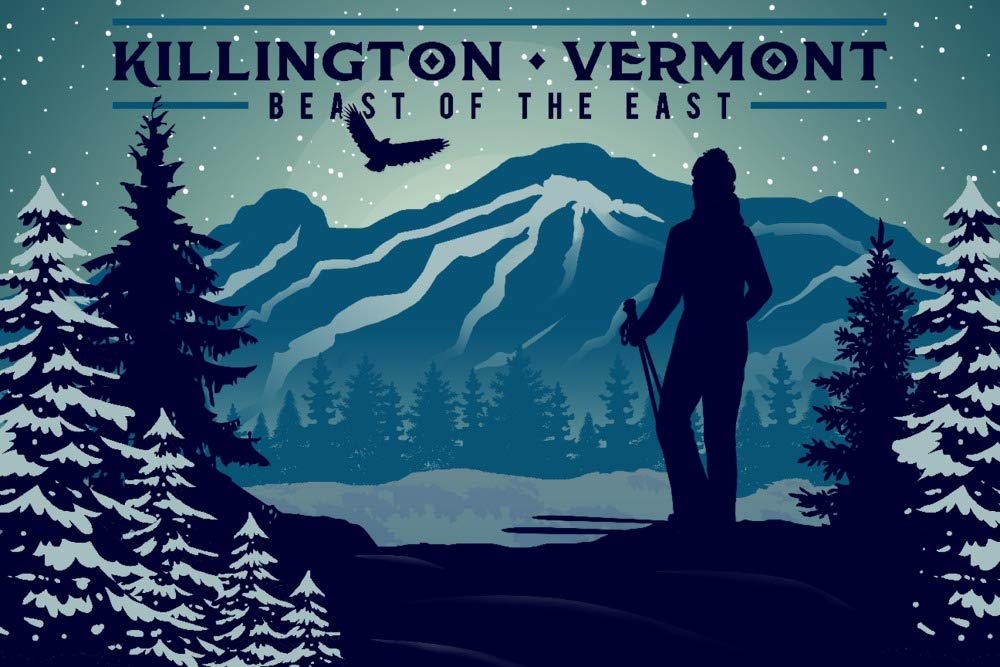Killington Vermont 'Beast of the East' Ski Resort Mountain Landscape Art Print - 24x36 Signed Wall Decor Poster for Ski Enthusiasts & Home Office Decor
