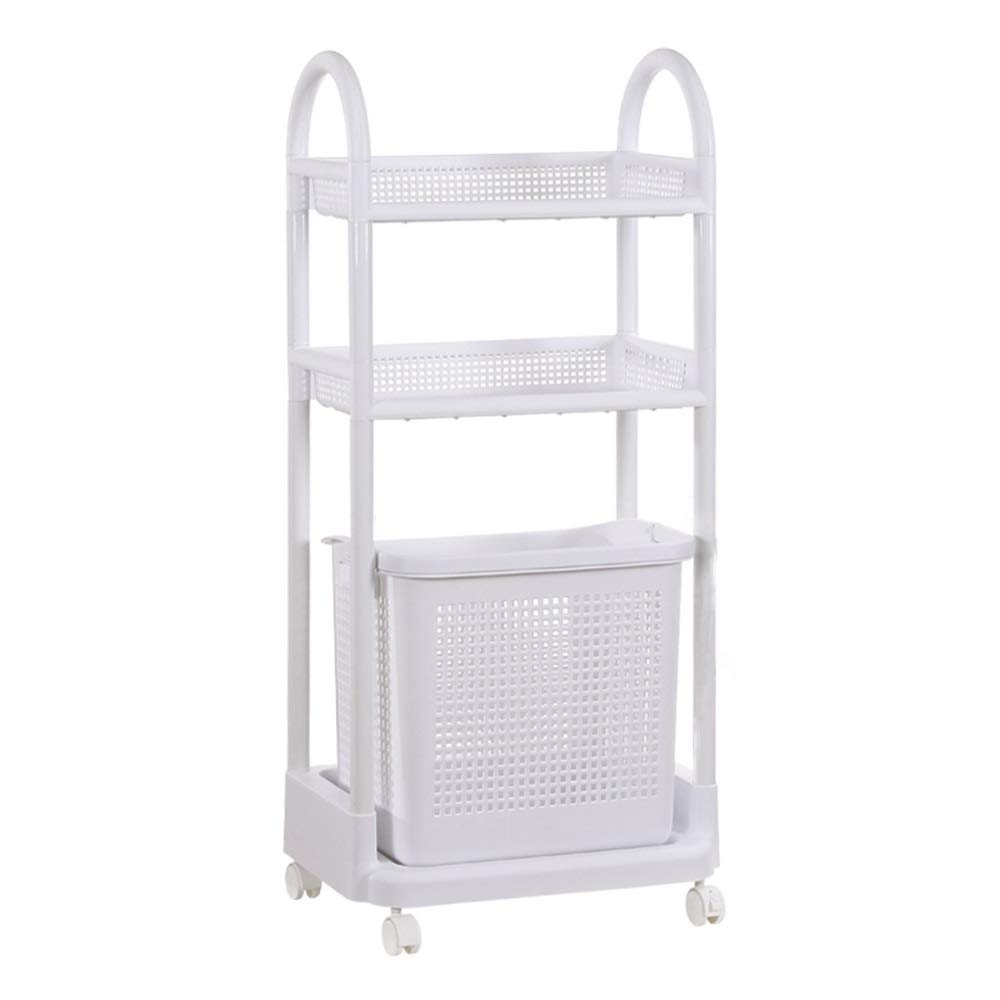 Xiao Jian 3-Tier Rolling Cart with Hamper - Foldable Bathroom Storage Organizer for Clothes, Towels & Toys | Perfect for Laundry Room, Dorm, Small Space Organization