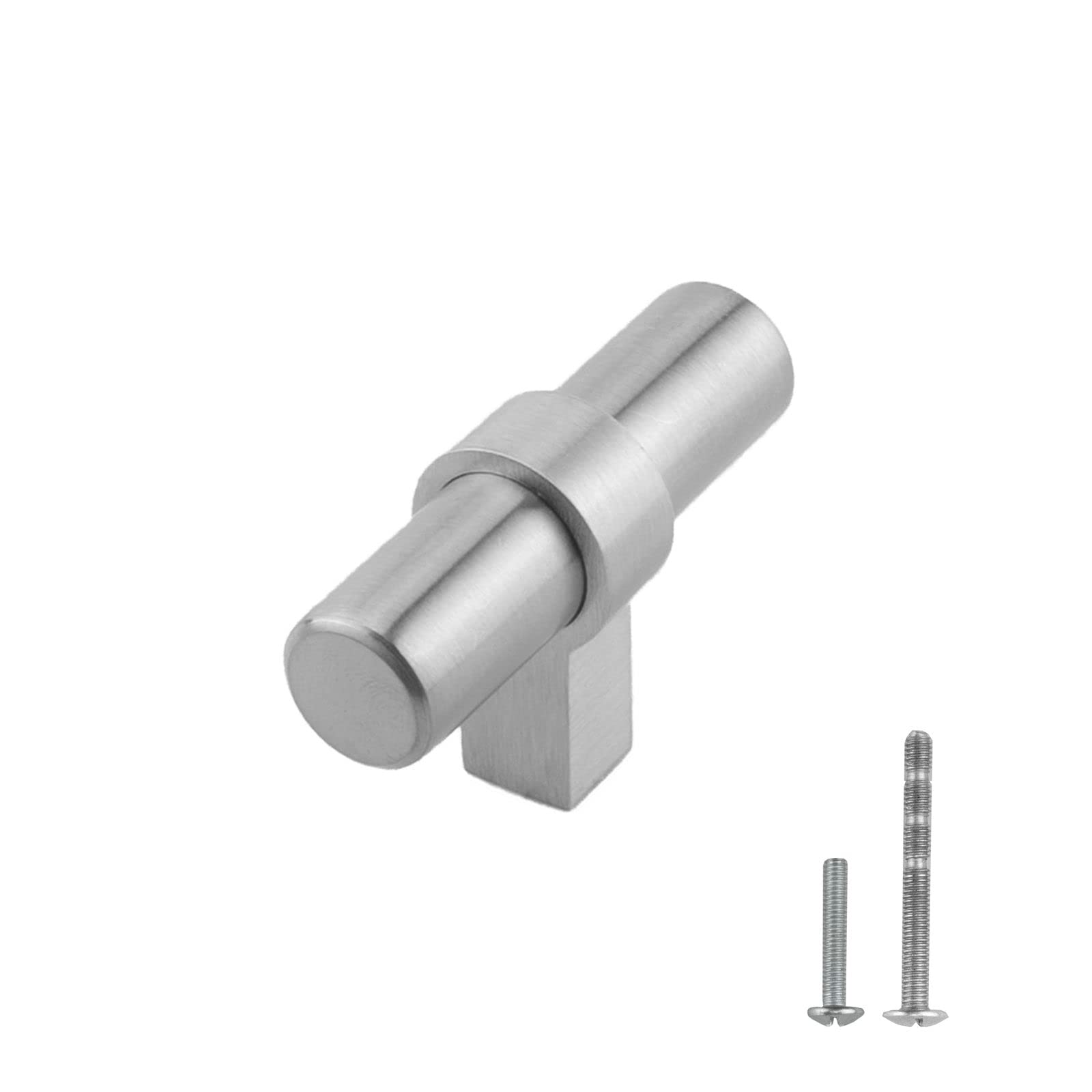 Modket 1 Pack Brushed Nickel Euro Bar Cabinet Handle Knob - 304 Stainless Steel 2 Inch Drawer Pull - Perfect for Kitchen Cabinets, Bathroom Vanities & Furniture Hardware