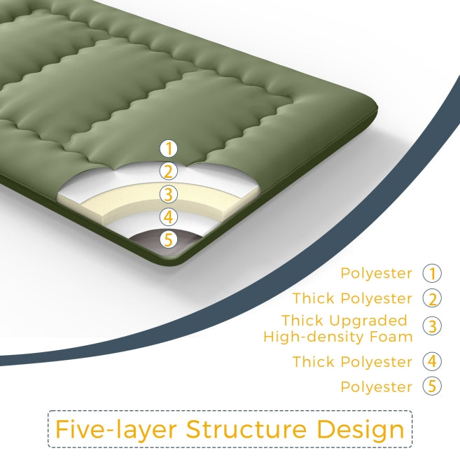 MAXYOYO 6 Extra Thick Japanese Classic Floor Futon Mattress - Green | Comfortable Tatami Sleeping Mat for Guest Room, Dorm, Camping & Meditation