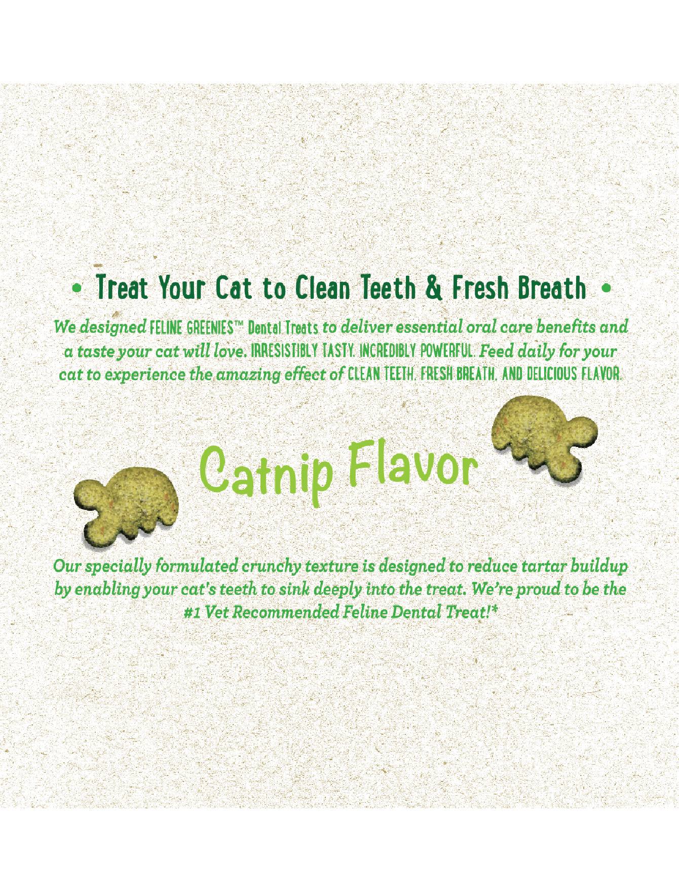 Greenies Feline Dental Treats for Cats - Natural Catnip Flavor, 60g - Promotes Oral Health & Fresh Breath for Indoor & Outdoor Cats