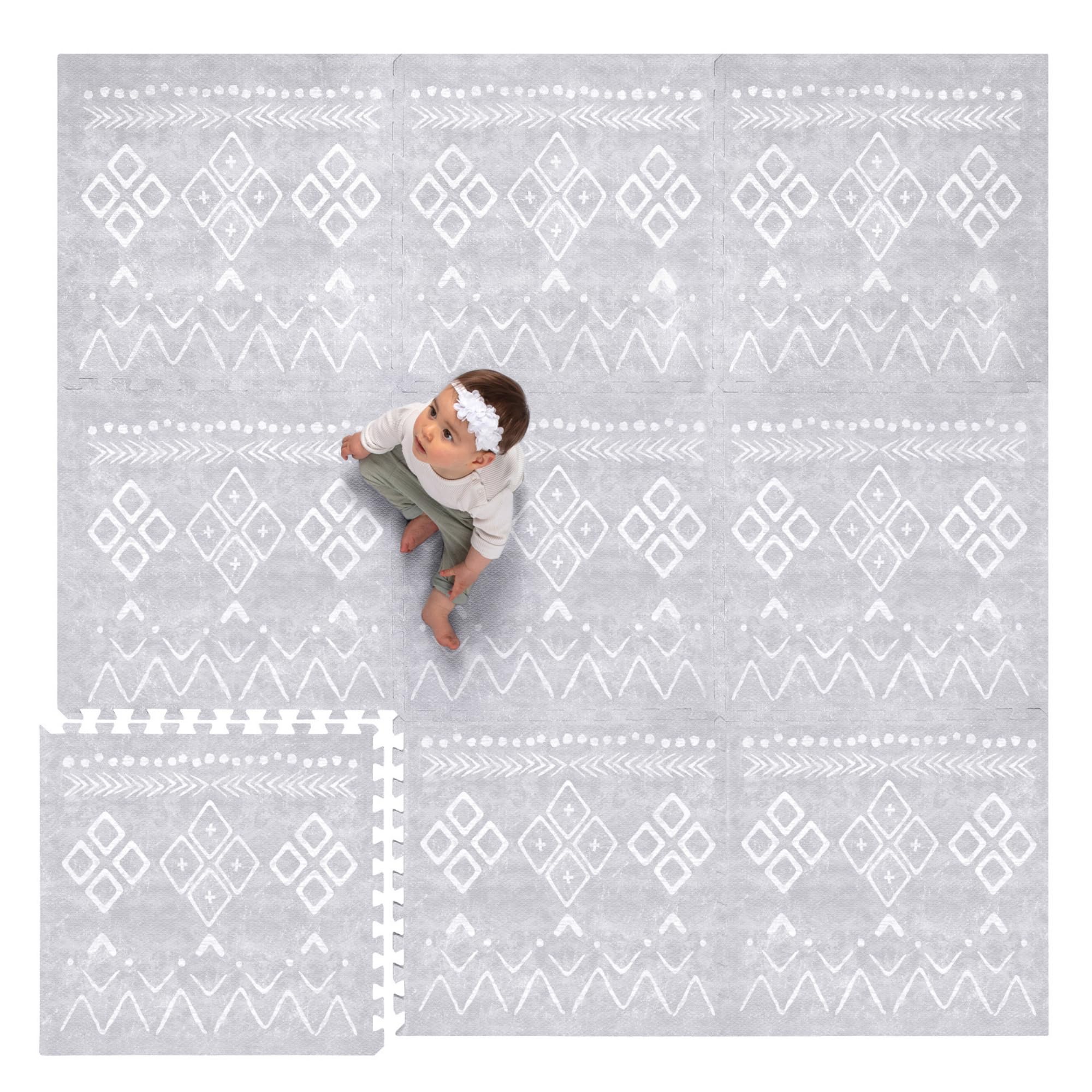 Lillefolk Baby Foam Play Mat - Non-Toxic Interlocking Floor Tiles for Babies & Toddlers | 6x6ft Gray Playmat for Tummy Time, Crawling & Safe Play Area | Nursery, Daycare & Home Use