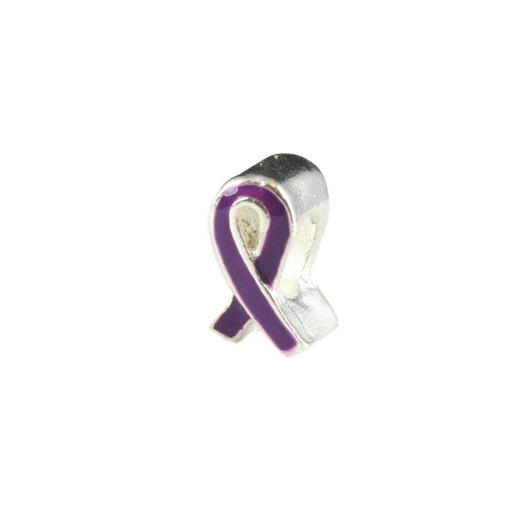 Purple Ribbon Awareness Charm for Pandora Style Bracelets - Support Cancer Awareness & Show Solidarity - Perfect for Gifts, Fundraisers, and Everyday Wear