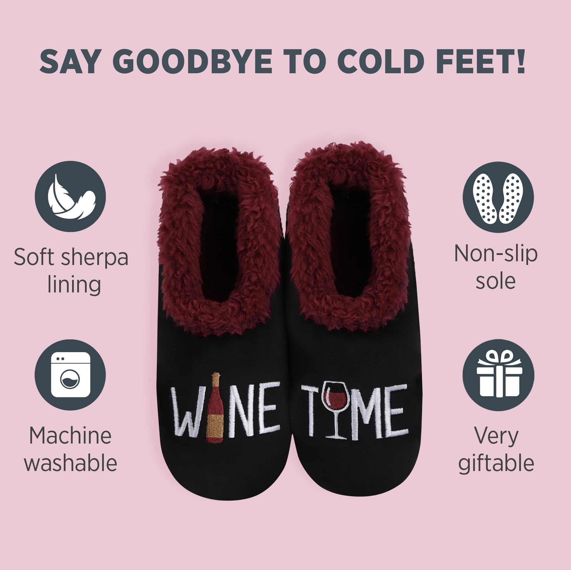 Cozy Sherpa-Lined Slipper Socks for Women - Non-Slip Fuzzy Winter Slippers with Warm Fleece Lining - Perfect for Indoor Comfort, Lounge Wear & Cold Weather Relaxation