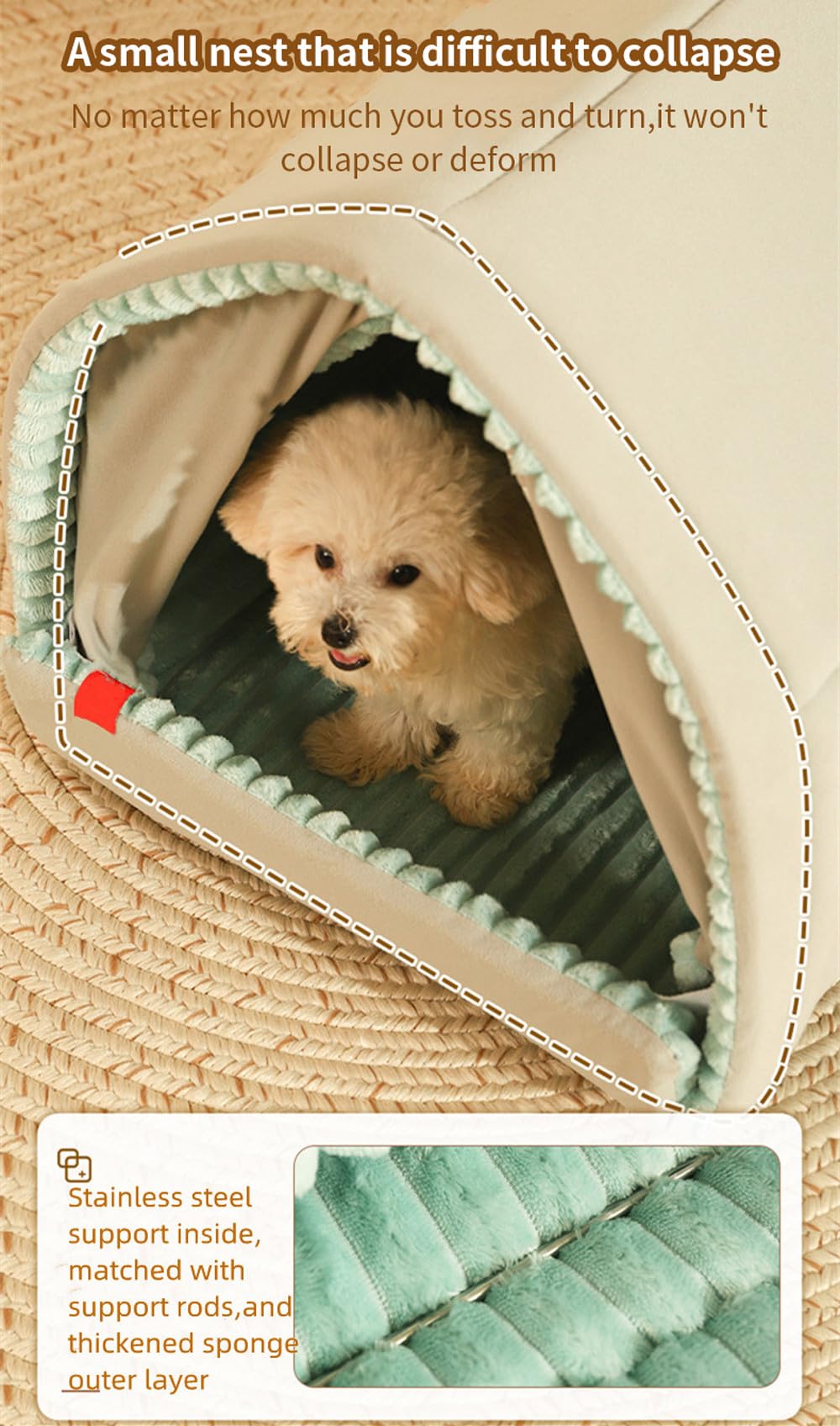 Insulated Fully Enclosed Dog House - Weatherproof Indoor Pet Tent for Dogs & Cats | Cozy Winter Shelter for Small to Medium Pets