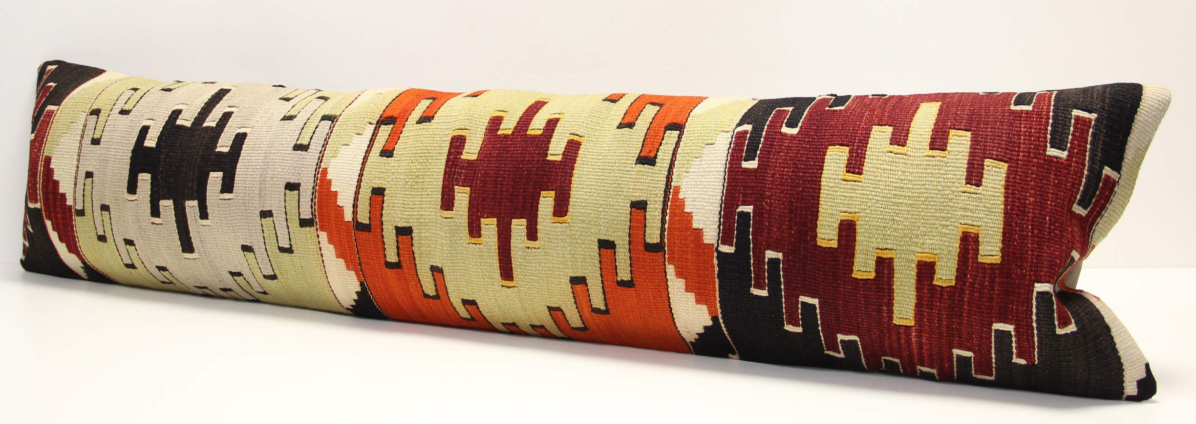 King Size Kilim Pillow Cover 12x47 Inch - Unique Nomadic Lumbar Cushion Cover for Bedding, Sofa & Home Decor | Oblong Kilim Pillow Case for Large & Long Throw Pillows