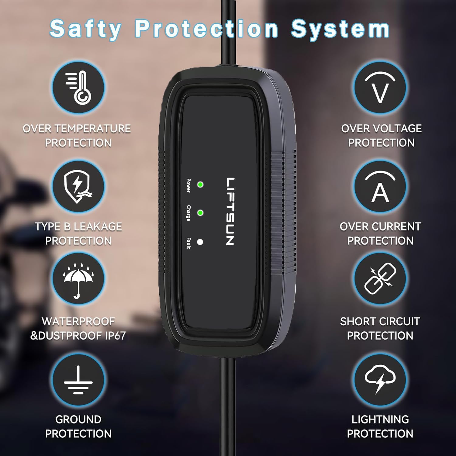Portable Level 1 EV Charger - 15Amp 110V Electric Vehicle Charger with 21Ft Cable, NEMA 5-15P Plug for Home Charging | Compatible with SAE J1772 EVs & Tesla (Adapter Needed) | Perfect for Garage, Road Trips & Emergency Charging