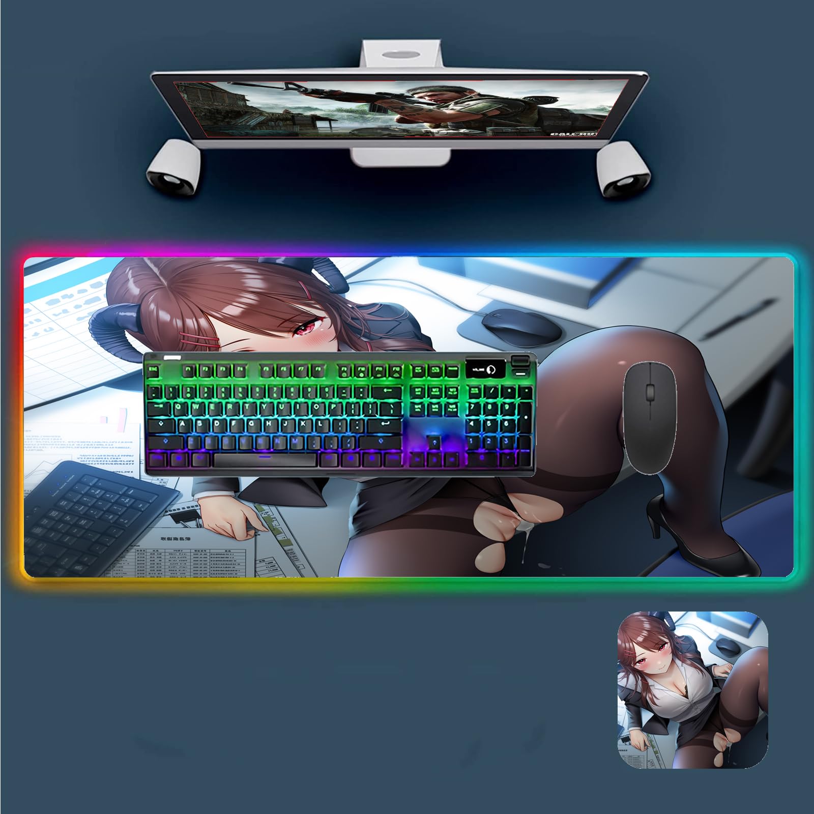 Anime Girl RGB LED Gaming Mouse Pad - XXL 23.62