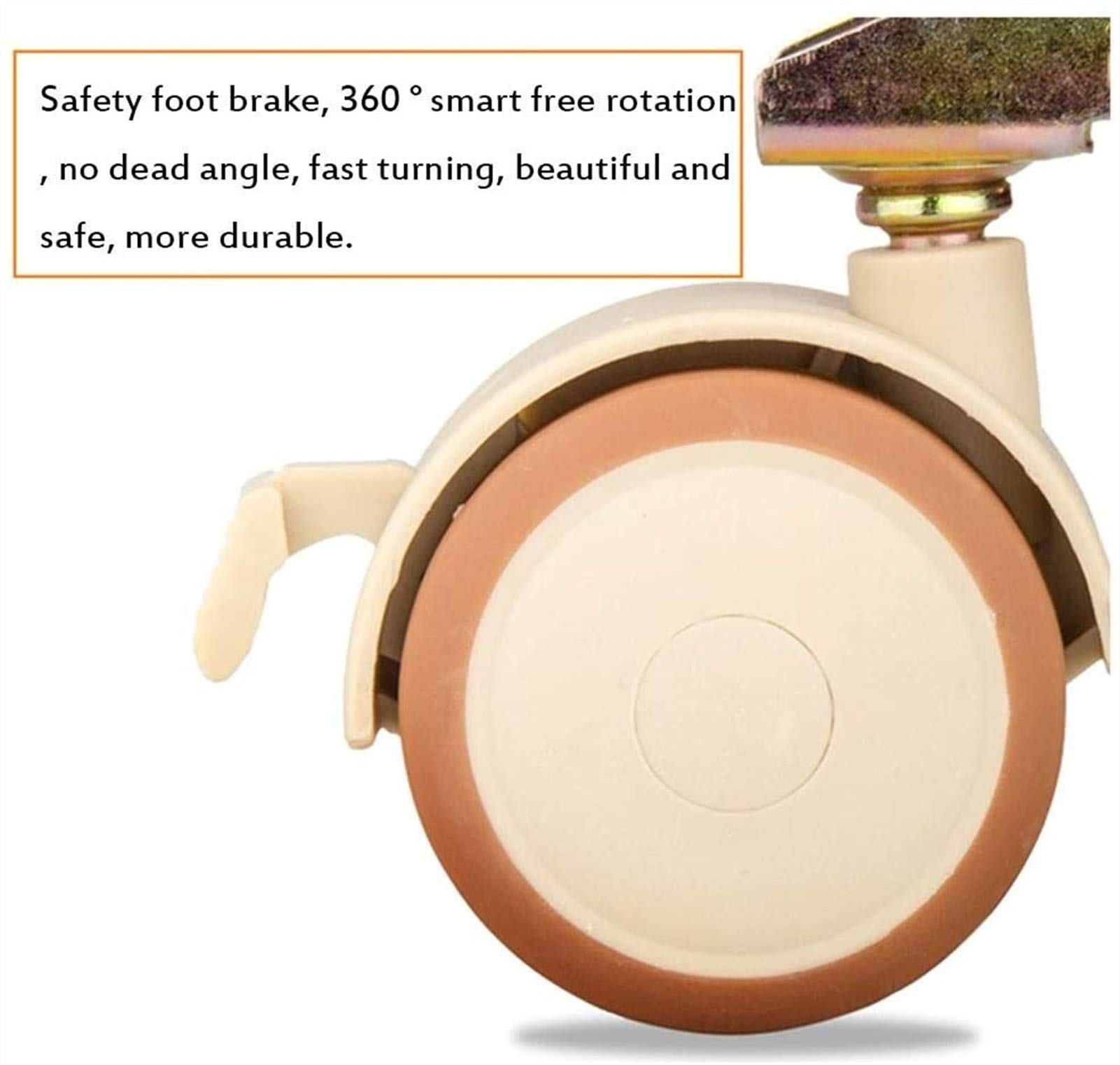 1.8 Inch Swivel Plate Casters with Brake - Heavy Duty Rubber Wheels for Smooth Rolling - Silent Replacement Casters for Baby Cribs, Kitchen Carts, Furniture & Tables (Set of 4) - Perfect for Home, Office & Hospital Use (20mm/25mm Size Options)