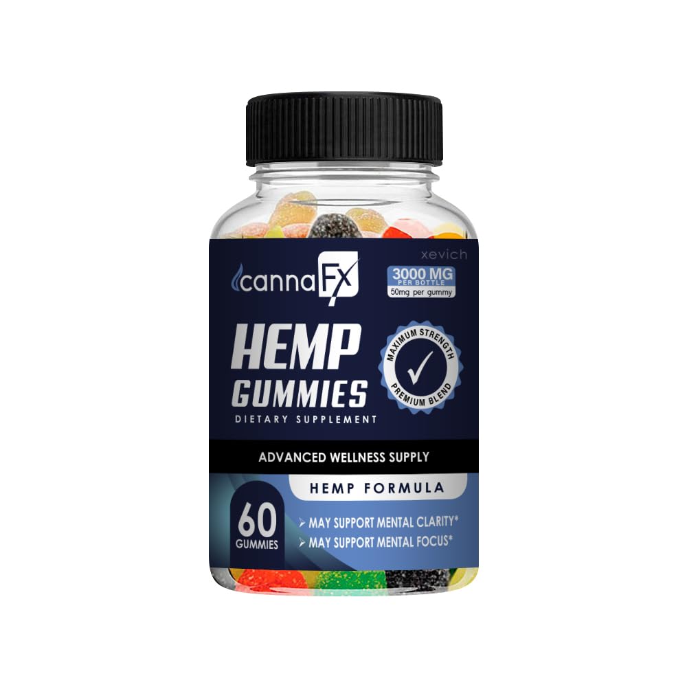 Canna FX Hemp Gummies - 60 Count, Natural CBD Edibles for Relaxation & Stress Relief - Perfect for Daily Wellness & Nighttime Use