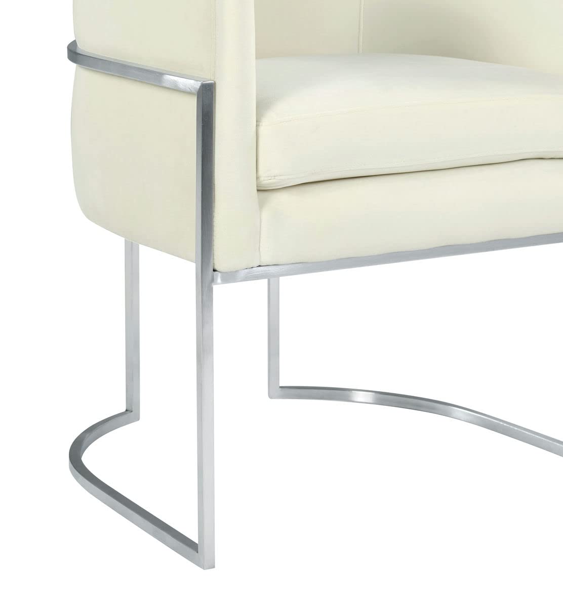 Premium Giselle Cream Velvet Dining Chair with Silver Metal Legs - Elegant Upholstered Seat for Dining Room, Kitchen, or Home Office - Soft & Comfortable Modern Furniture