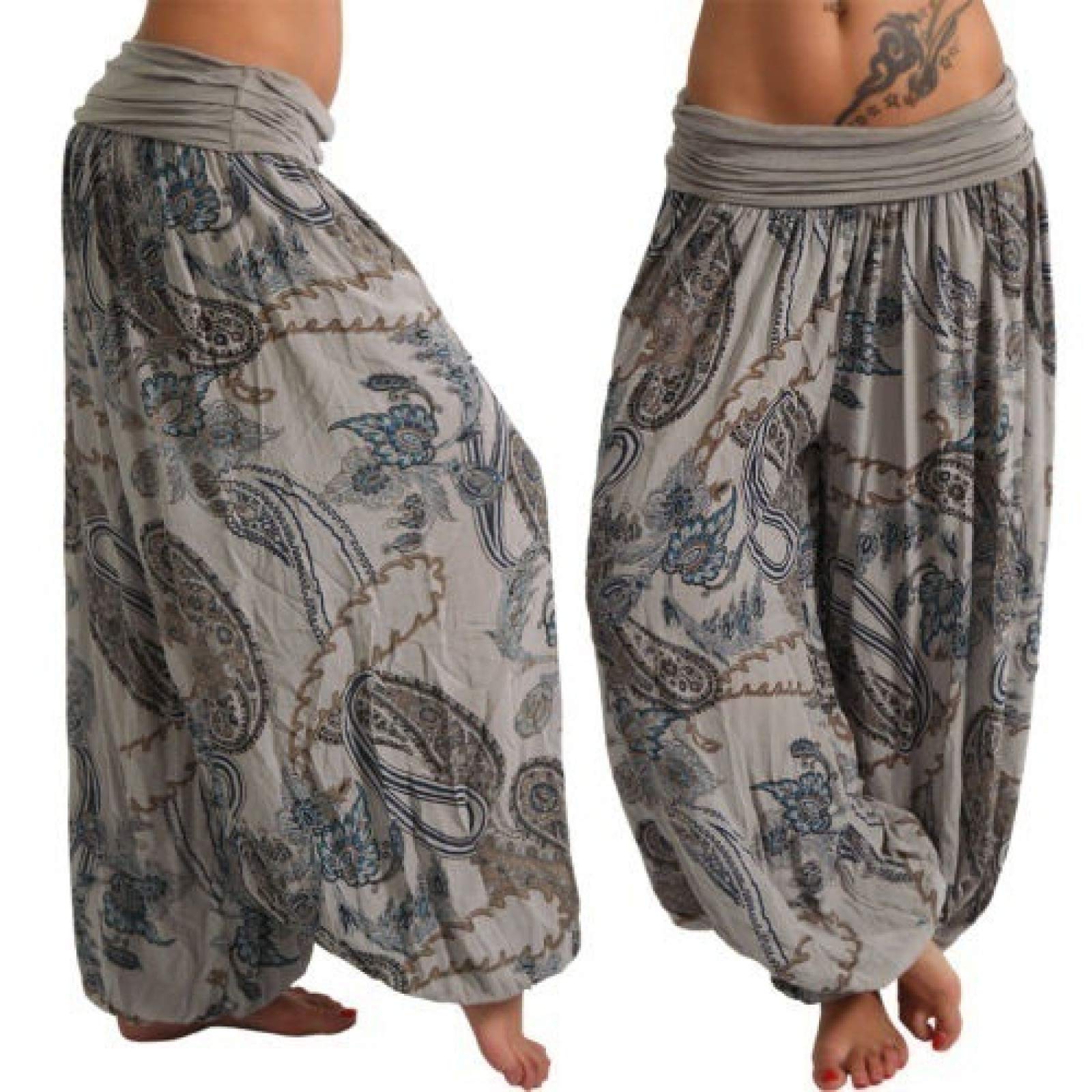 Women's High Waist Loose Wide-Leg Pants - Casual Comfortable Printed Trousers for Daily Wear, Work, Travel & Lounge