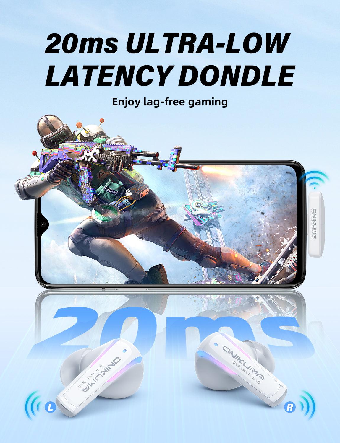 ONIKUMA T27 2.4G Wireless Gaming Earbuds with ENC Mic - Low Latency Bluetooth Earbuds for PC, PS5, Switch, Mobile Gaming - Perfect for Competitive Gaming & Work Calls