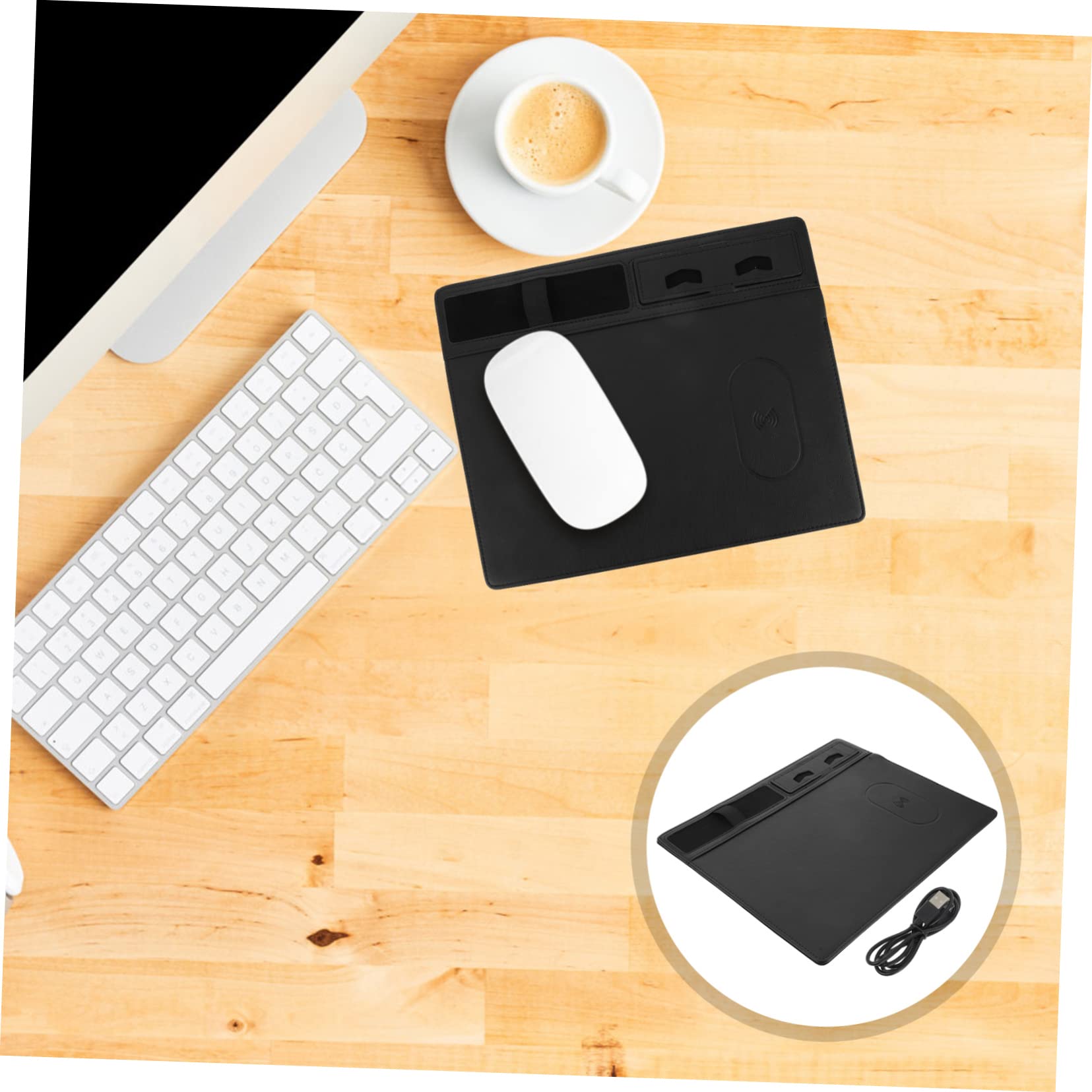 SHINEOFI 15W Fast Charging Mouse Pad - Multi-Functional Gaming Mouse Mat with Phone Stand & Wireless Charger - Perfect for Office, Gaming & Home Workspace (Black)