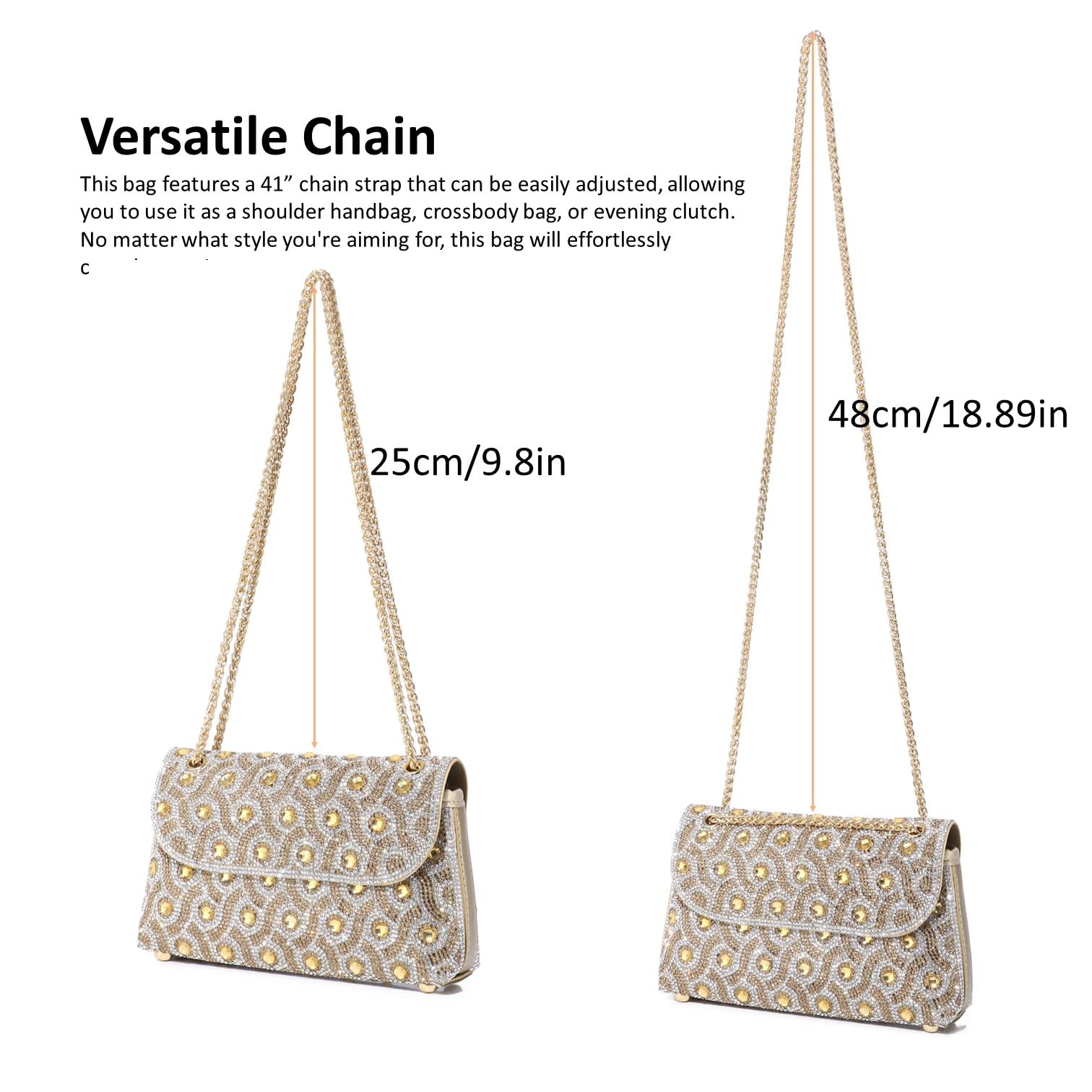 Sparkling Crystal Evening Shoulder Bag for Women - Elegant Crossbody Clutch Purse for Cocktail, Prom, Party & Wedding | Perfect for Date Nights, Formal Events & Special Occasions