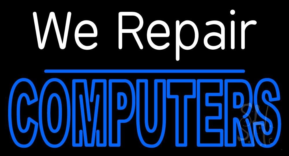 13 x 24 Inch Computer Repair LED Neon Sign with Dimmer - Black Square Acrylic Backing - Bright Premium Indoor Lighting for Tech Stores & Electronics Shops - Perfect for Computer Repair Shop Decor & Gaming Room Wall Art