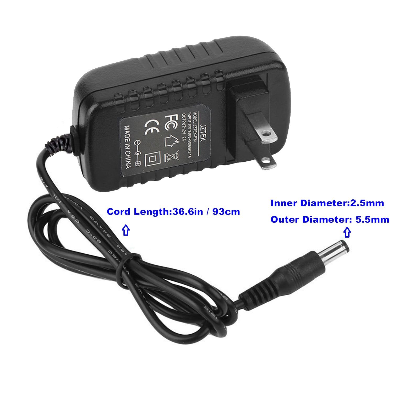 12V 2A Power Adapter with 4-Way Splitter - AC to DC Converter (100V-240V) for Security Cameras, DVR Systems & LED Strip Lights - FCC Certified 2.1x5.5mm Universal Power Supply - Perfect for Home Security & DIY Lighting Projects
