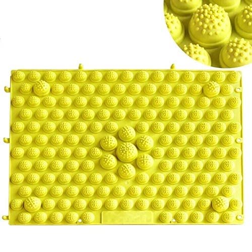 Acupressure Foot Massage Mat with Reflexology Points - 2 Pack Anti-Slip Yoga & Bathroom Mats for Pain Relief, Stress Relief & Improved Circulation - Perfect for Home Spa, Post-Workout Recovery & Relaxation (Yellow)
