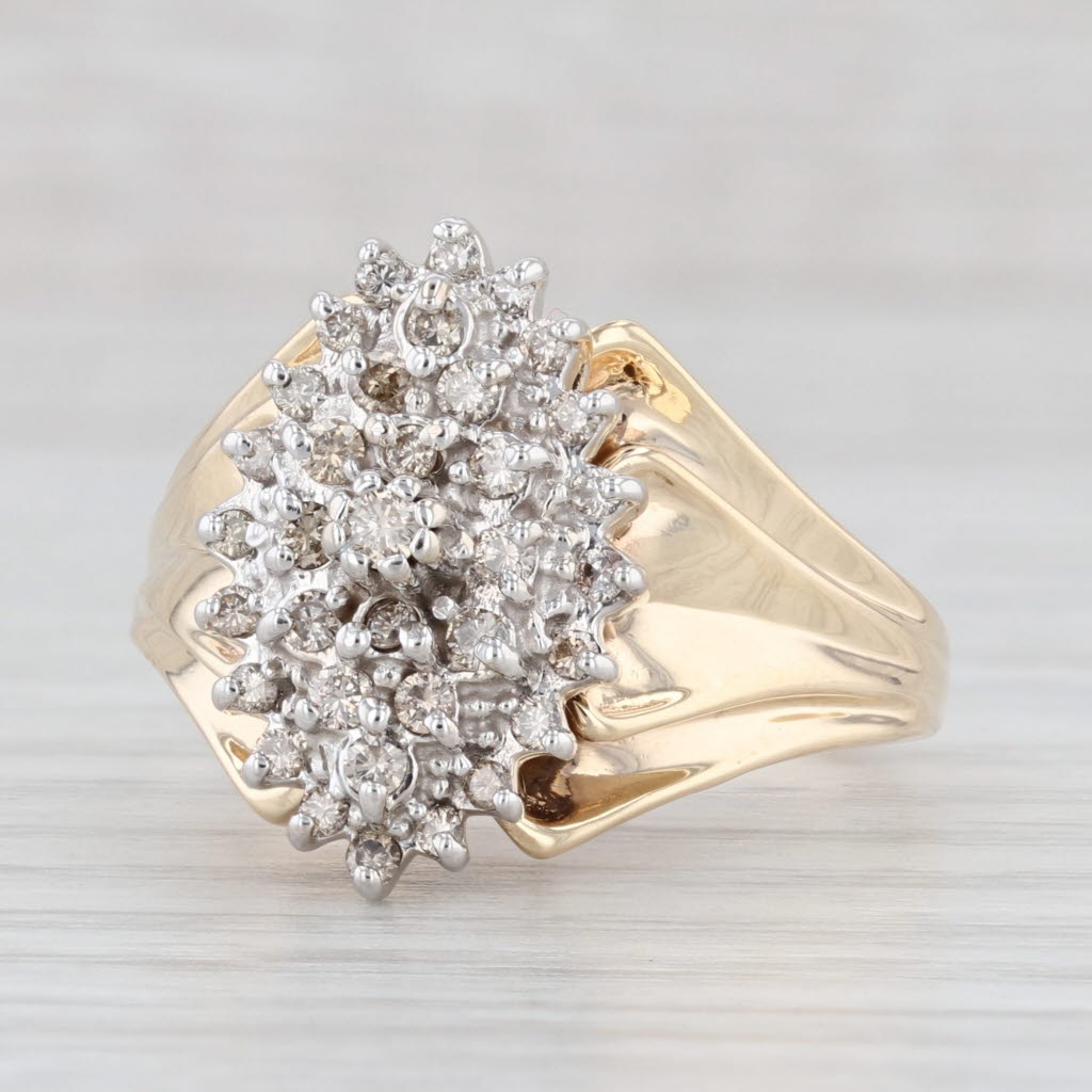 0.50ctw Diamond Cluster Ring 10k Yellow Gold Size 9.25 - Elegant Cocktail Ring for Women, Perfect for Evening Parties, Weddings & Special Occasions