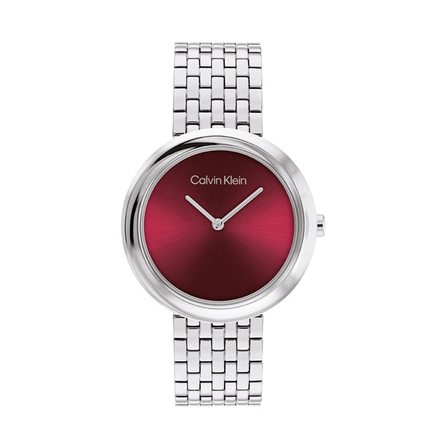 Calvin Klein Twisted Bezel Red Dial Watch 25100064 - Stylish Unisex Timepiece for Casual & Formal Occasions