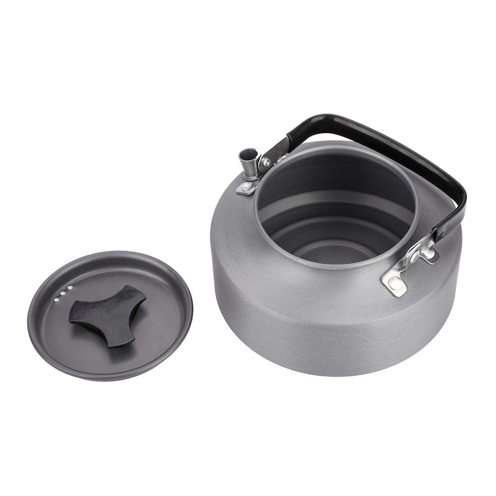 Portable Camping Tea Kettle - Stainless Steel Travel Tea Pot for Outdoor Adventures, Hiking, Backpacking & Home Kitchen Use (Black) - Perfect for Campfire Brewing & RV Trips