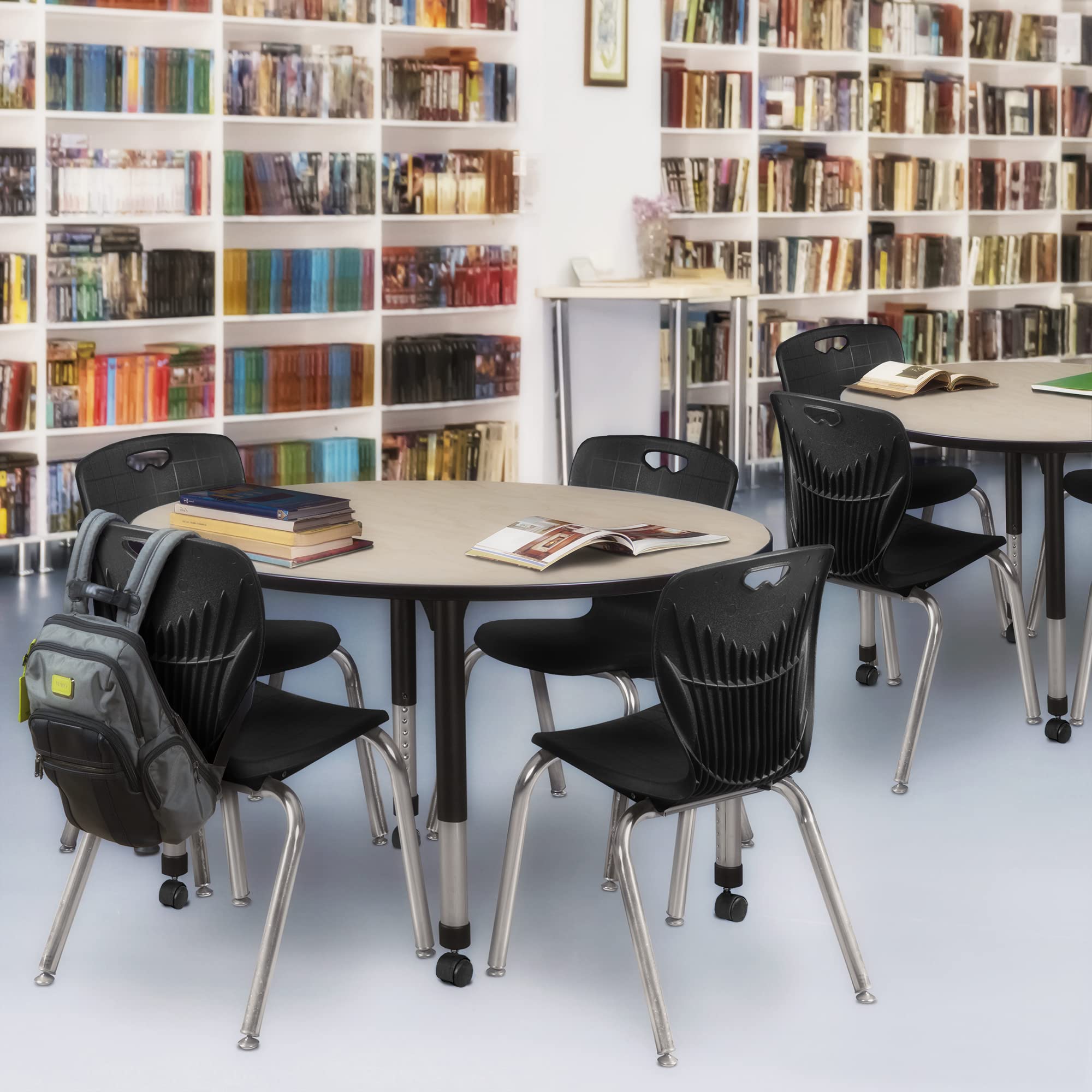 Regency Kee Height Adjustable Mobile Classroom Table Set with 4 Chairs - 48
