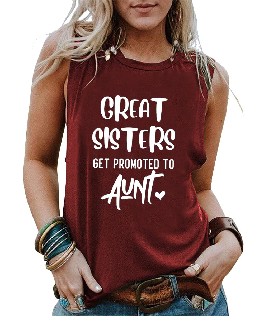 Women's Auntie Shirts - Funny 'Promoted to Aunt' Tank Tops - Casual Sleeveless Tees for New Aunts - Perfect for Baby Showers, Gender Reveals & Family Celebrations