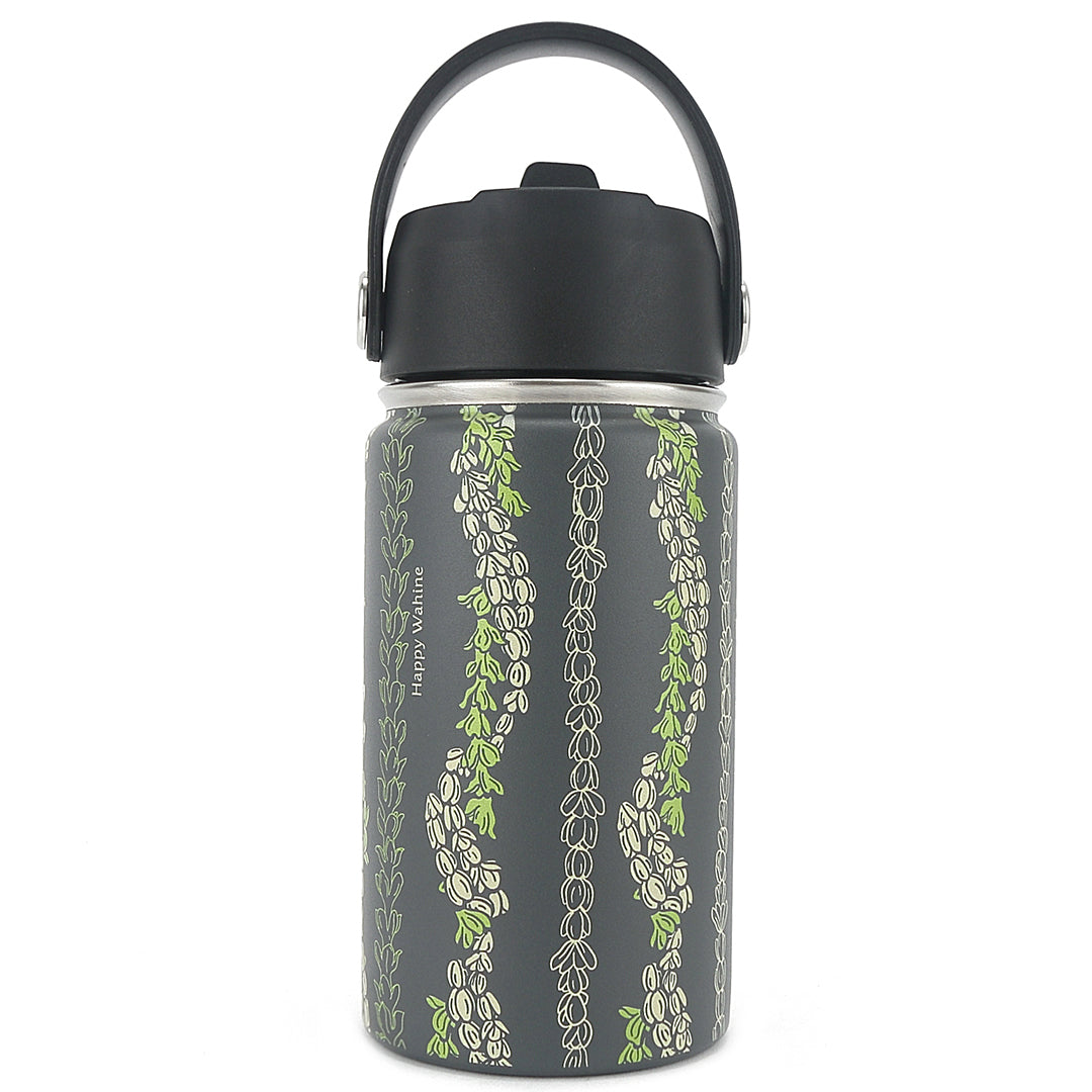 Pakalana Grey 12oz Insulated Water Bottle - Leak Proof, Stainless Steel, Keeps Drinks Cold/Hot for 24 Hours - Perfect for Hiking, Gym & Outdoor Activities