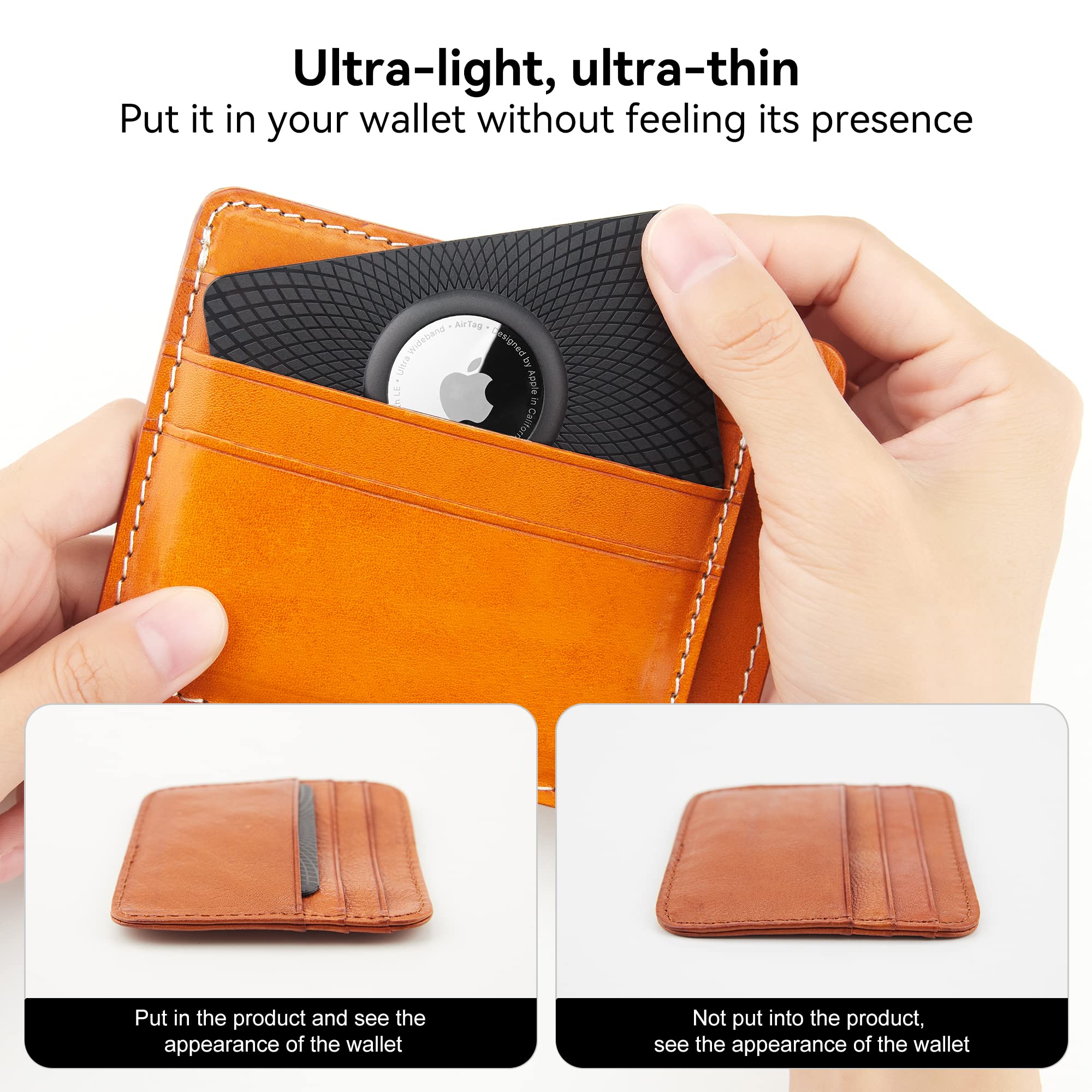 2 Pack Ultra Thin Apple AirTag Wallet Holder - Slim Card Case for AirTag, Perfect for Purse, Handbag, Backpack & Clutch Bag | Secure Your Essentials On-The-Go