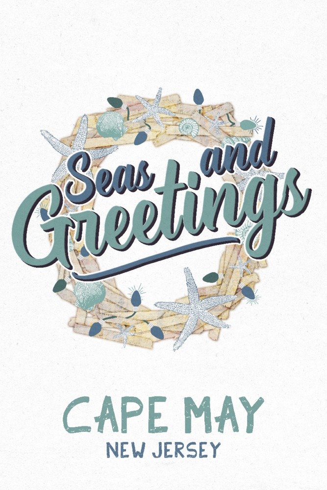 Signed Cape May New Jersey Seas and Greetings 84384 Art Print - 24x36 Wall Decor Poster for Living Room, Bedroom & Office