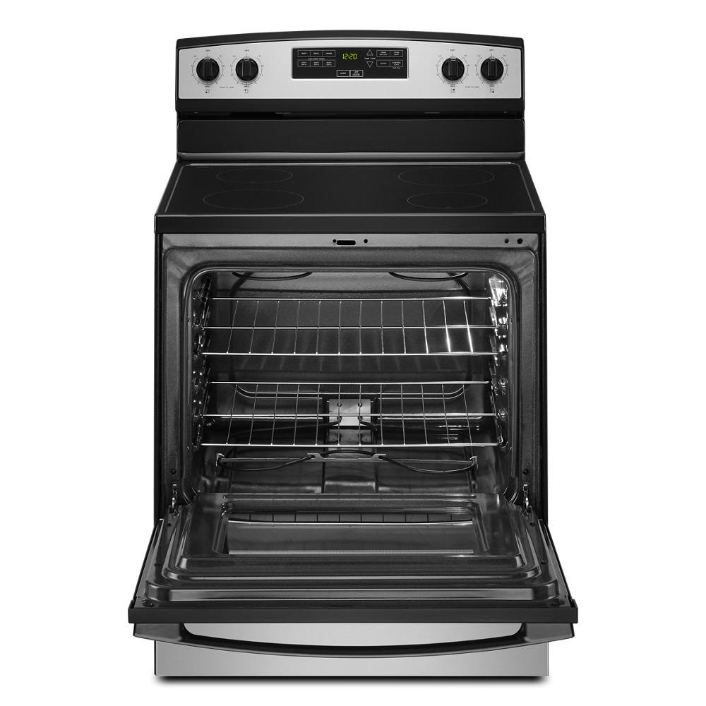 Amana AER6303MMS 30 Inch Electric Range with Extra Large Oven Window - Perfect for Baking, Roasting & Family Cooking in Modern Kitchens