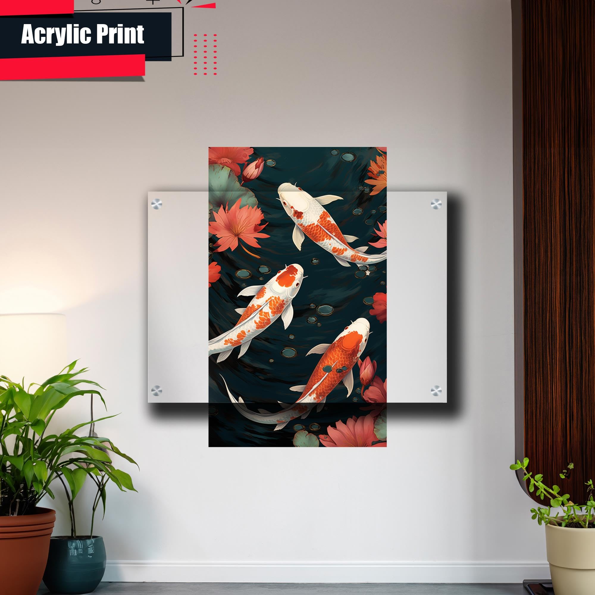Japanese Koi Fish Art Print - Zen Wall Decor for Home & Office