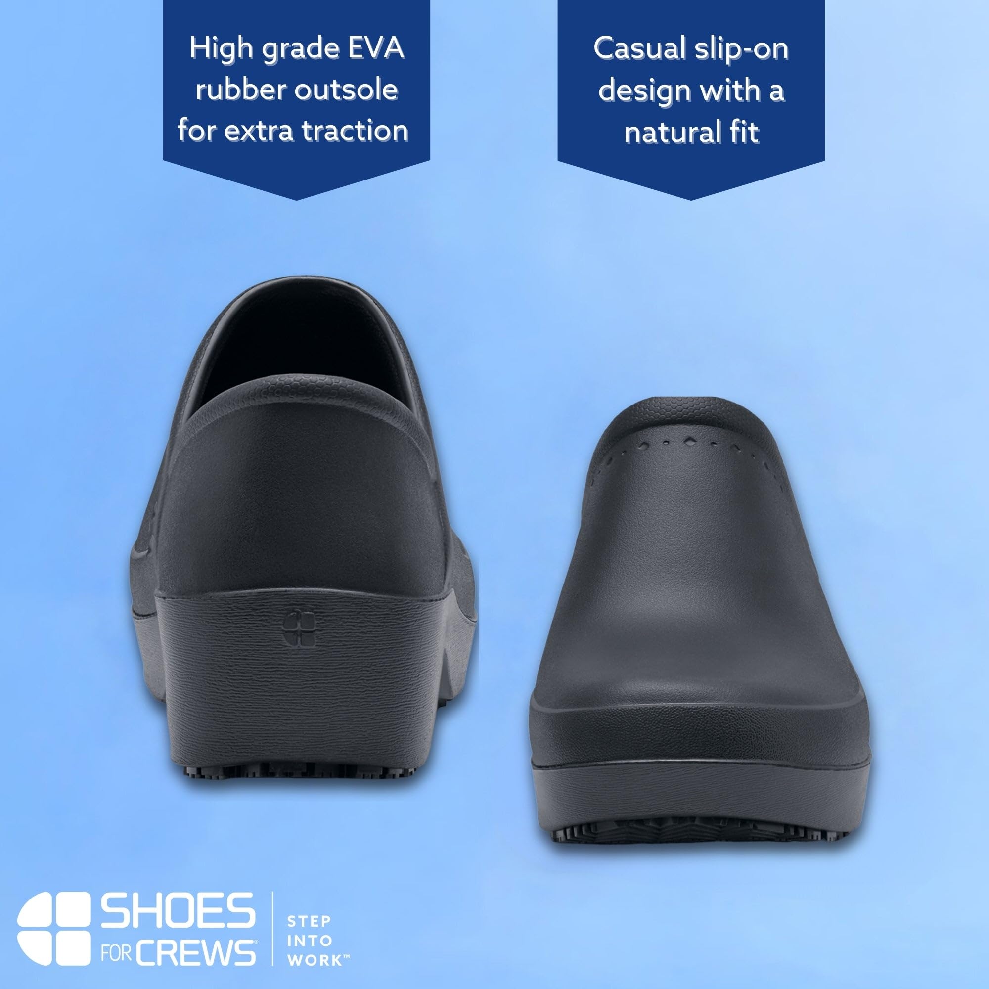 Slip-Resistant Waterproof Leather Clogs for Women - Non-Slip Work Shoes for Chefs, Nurses & Gardeners - Comfortable Black Slip-On Shoes for Kitchen, Food Service & Outdoor Use