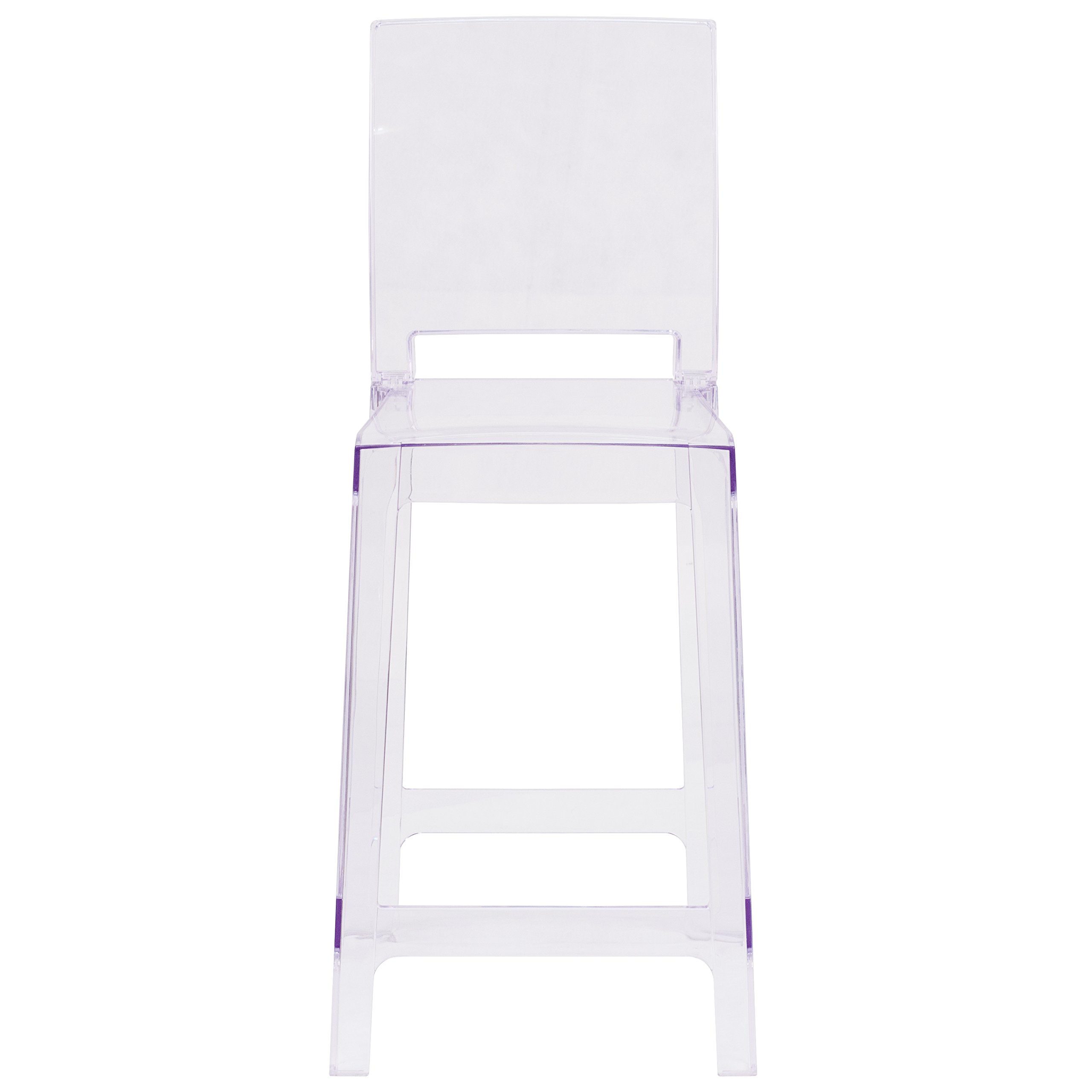 Transparent Crystal Ghost Counter Stool with Square Back - Modern Bar Stool for Kitchen Island, Dining Room, and Home Decor