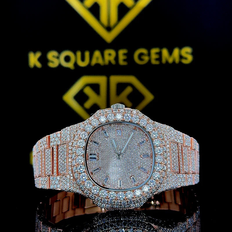 Luxury Moissanite Iced Out Men's Watch with Swiss Automatic Movement - Perfect for Formal Events, Parties & Gifting
