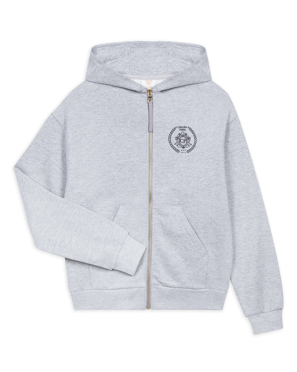 Organic Cotton Printed Logo Zip Up Hoodie - Grey Marl | Eco-Friendly Unisex Pullover for Casual Wear & Outdoor Activities