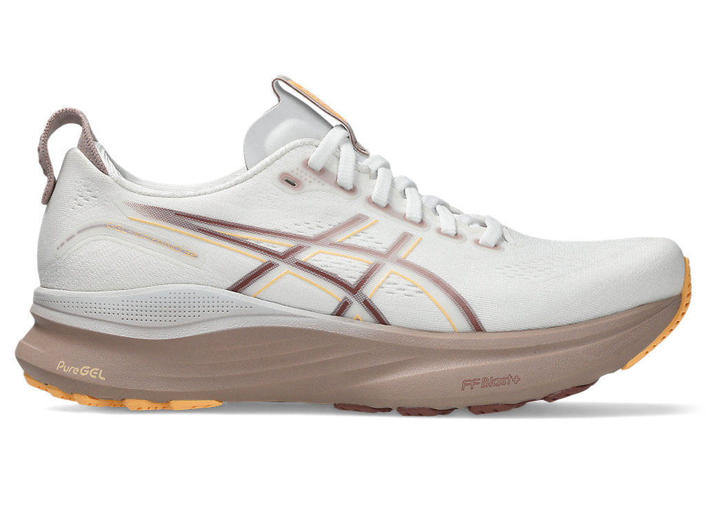 ASICS Women's GEL-Kayano 32 Running Shoes - White/Orange Glow - Stability & Cushioning for Long-Distance Running, Jogging, and Gym Workouts