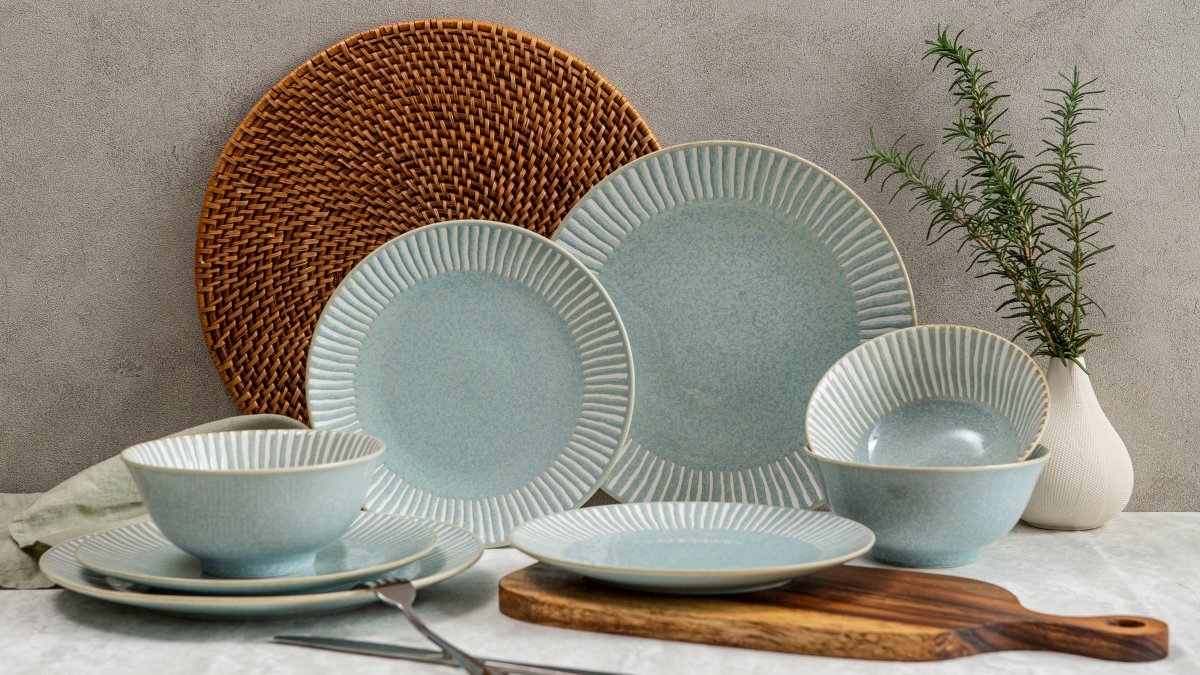 12-Piece Ceramic Dinnerware Set - Plates & Bowls, Bali Breeze Design for Stylish Dining | Perfect for Everyday Meals, Dinner Parties & Home Decor